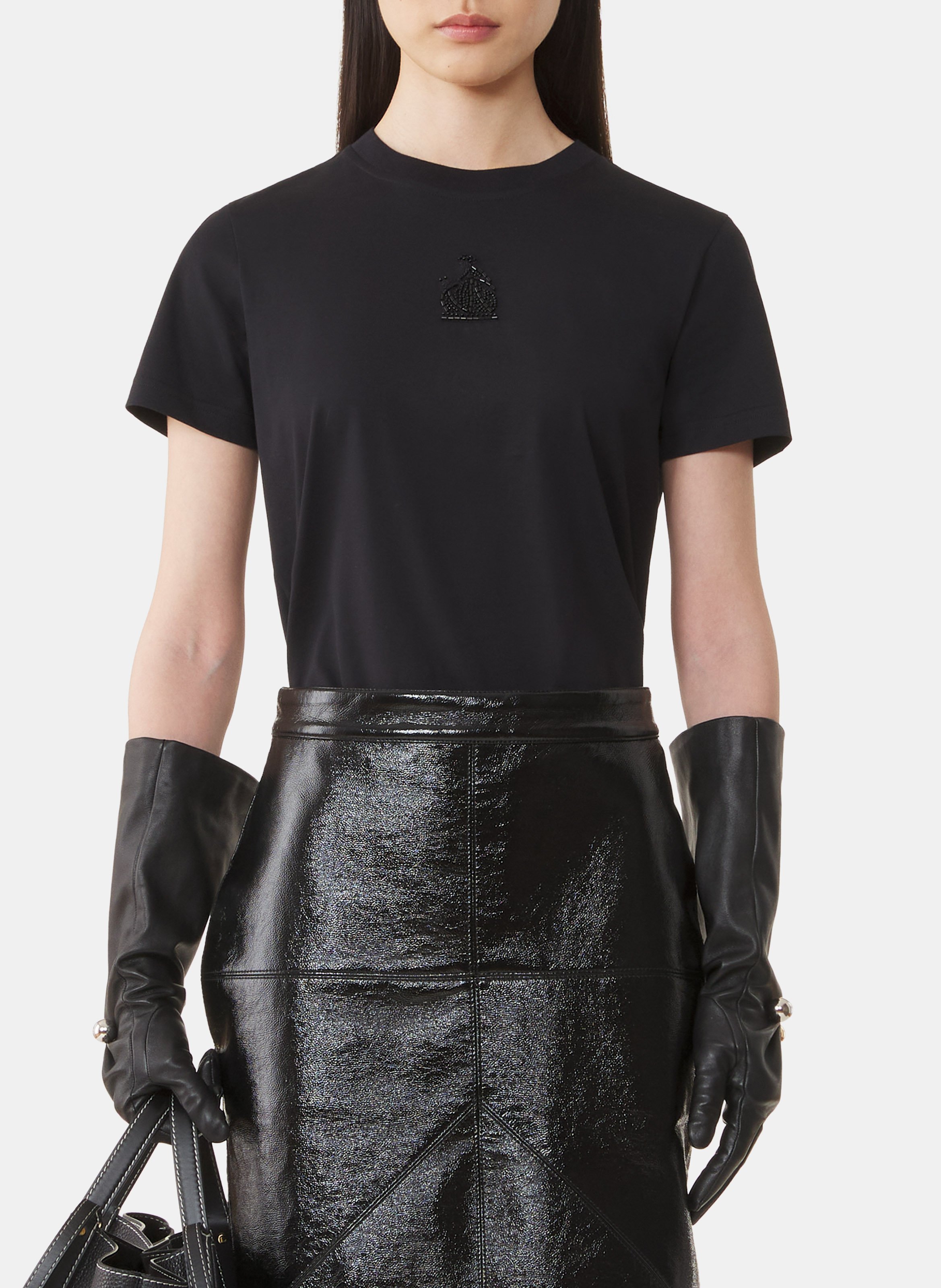 T-shirt brodé la mère et l'enfant en jersey LANVIN Noir