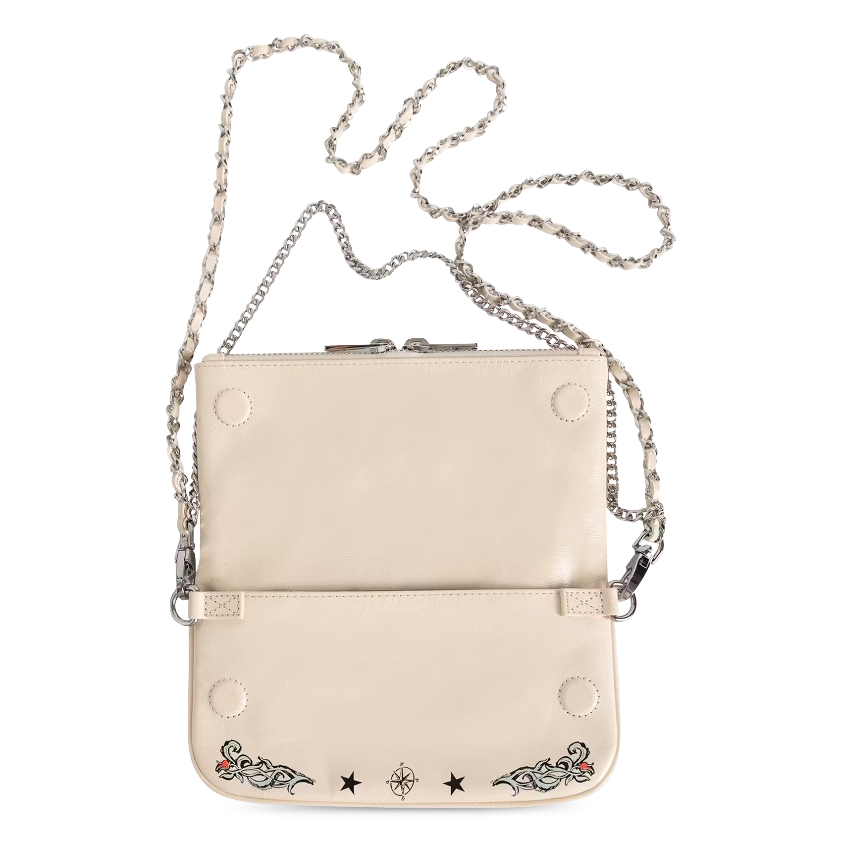 Sac bandoulière en cuir rock mini ZADIG&VOLTAIRE Blanc