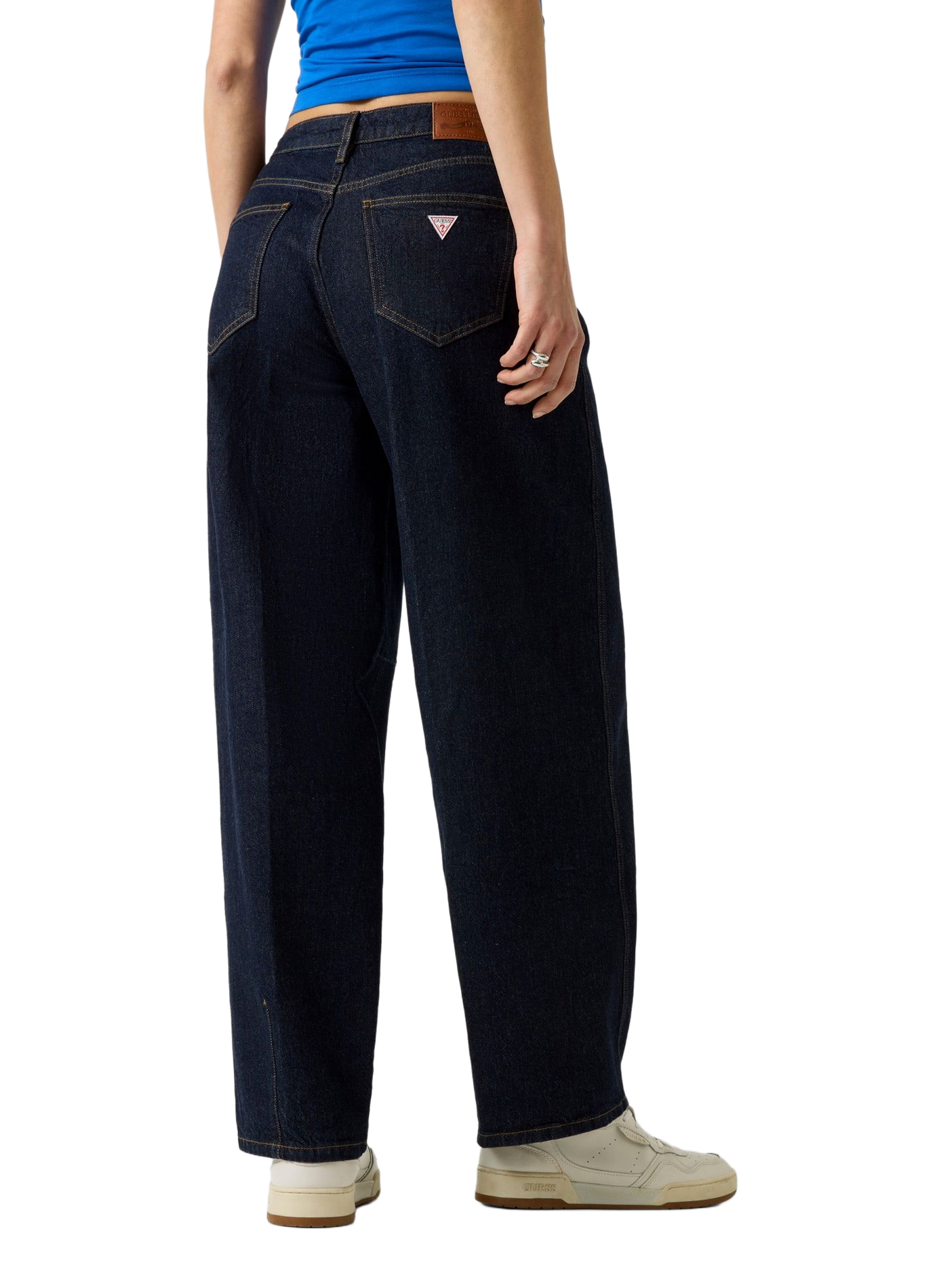 Weite Hose aus Baumwollmischung GUESS Blau