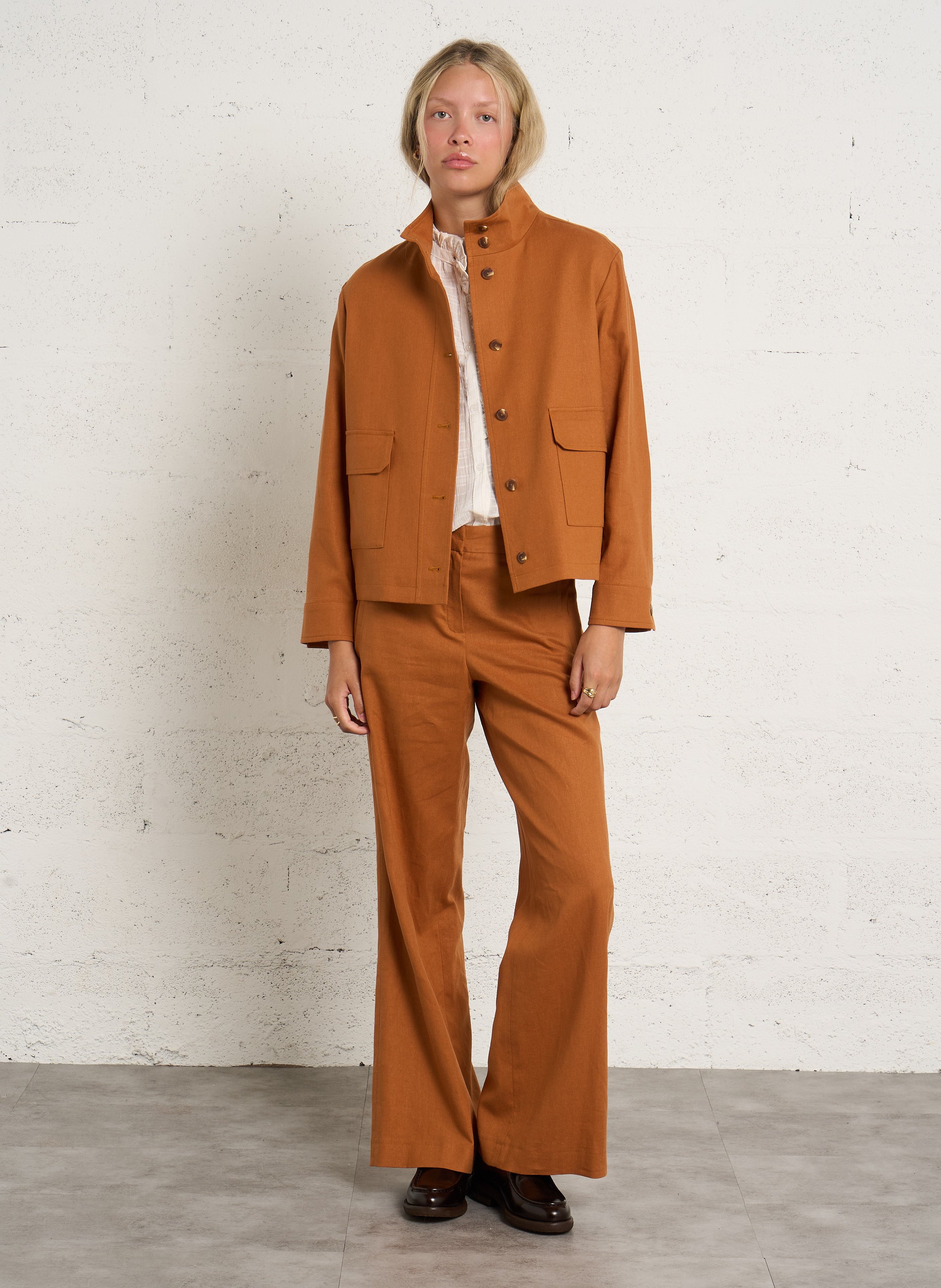 Pantalon large en lin mélangé tamina MAISON 123 Doré