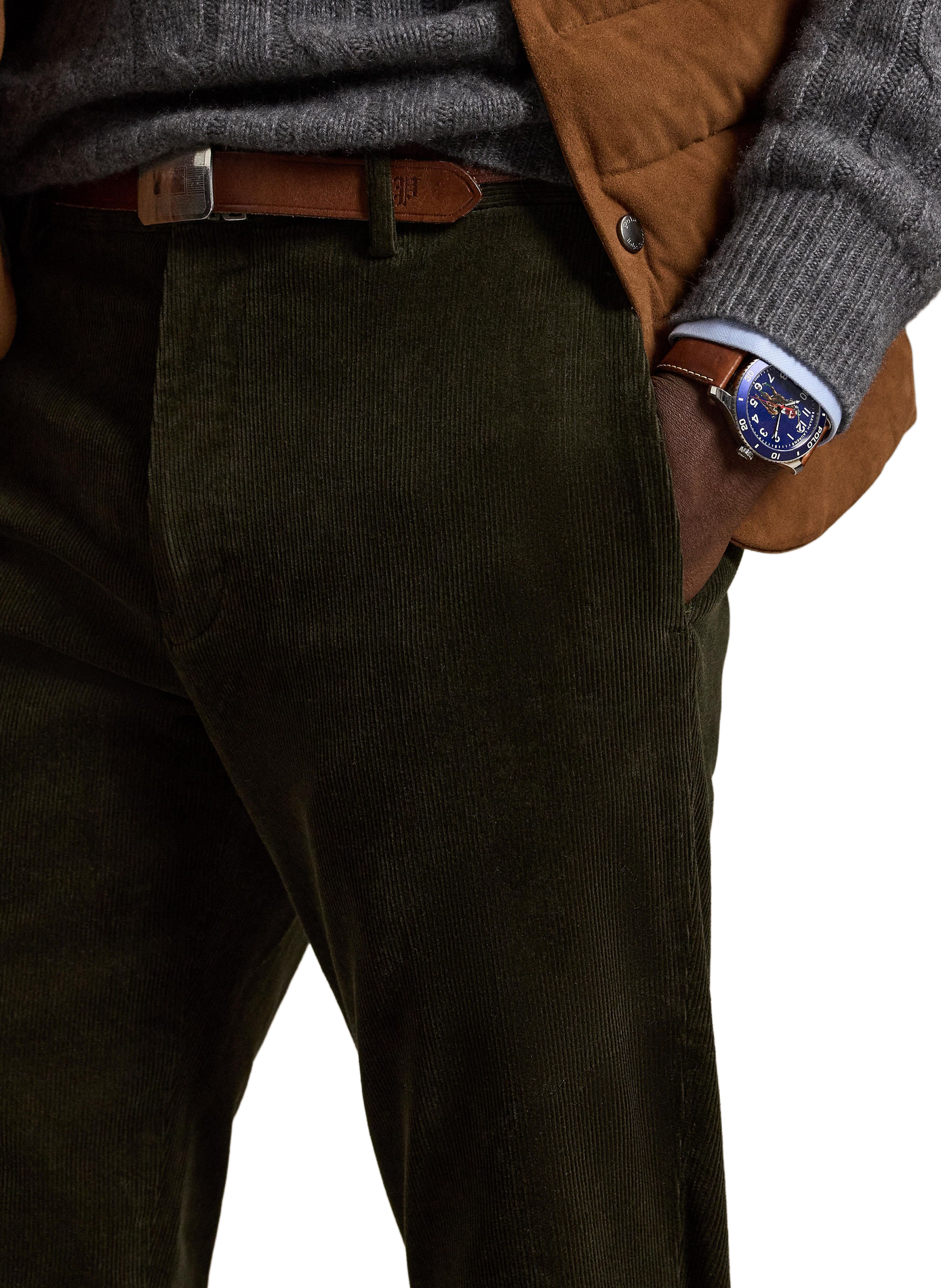 Broek van corduroy in een katoenmix | Groen POLO RALPH LAUREN Heren