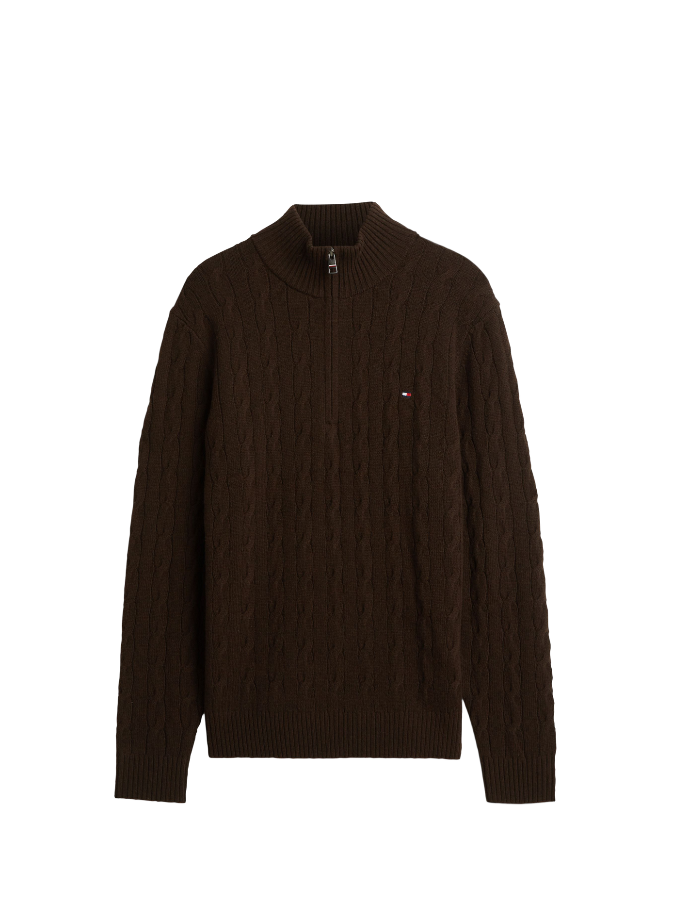 Zippered wool blend sweater. TOMMY HILFIGER Brown