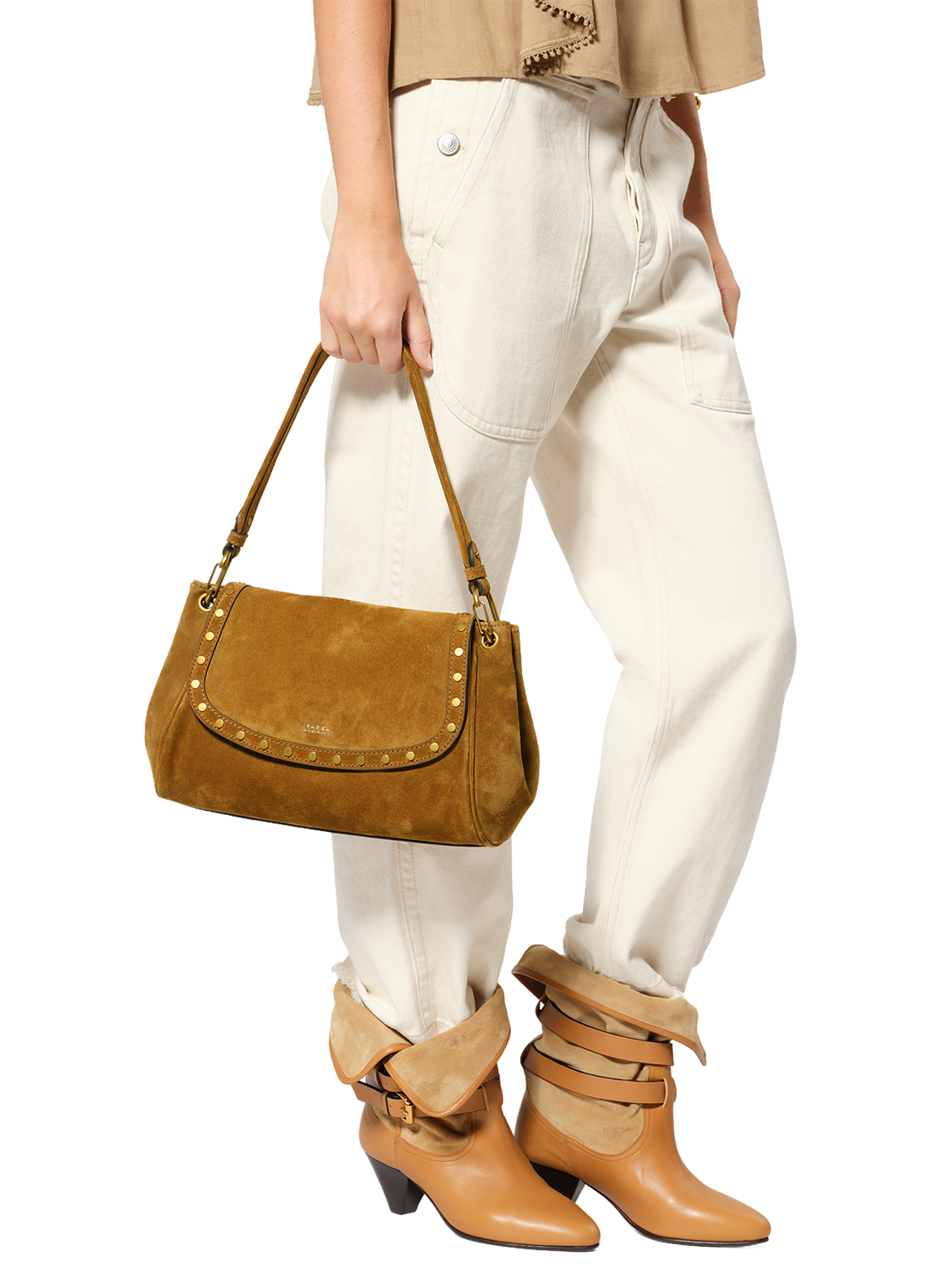 Schultertasche Chany M aus Veloursleder ISABEL MARANT Braun