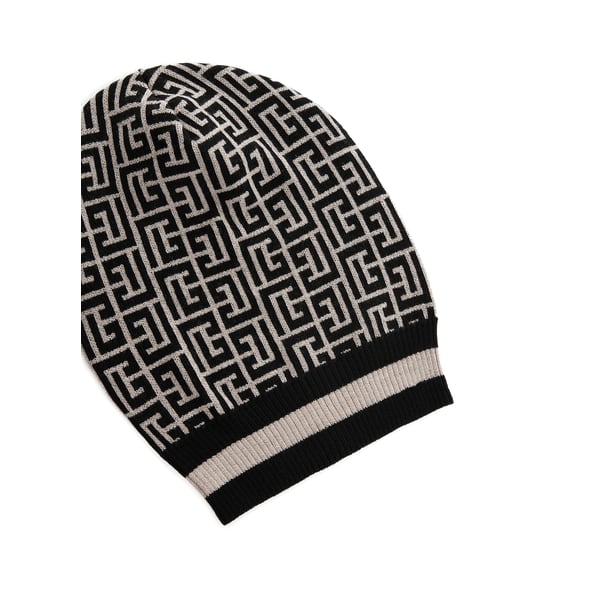 Bonnet monogramme en mérinos