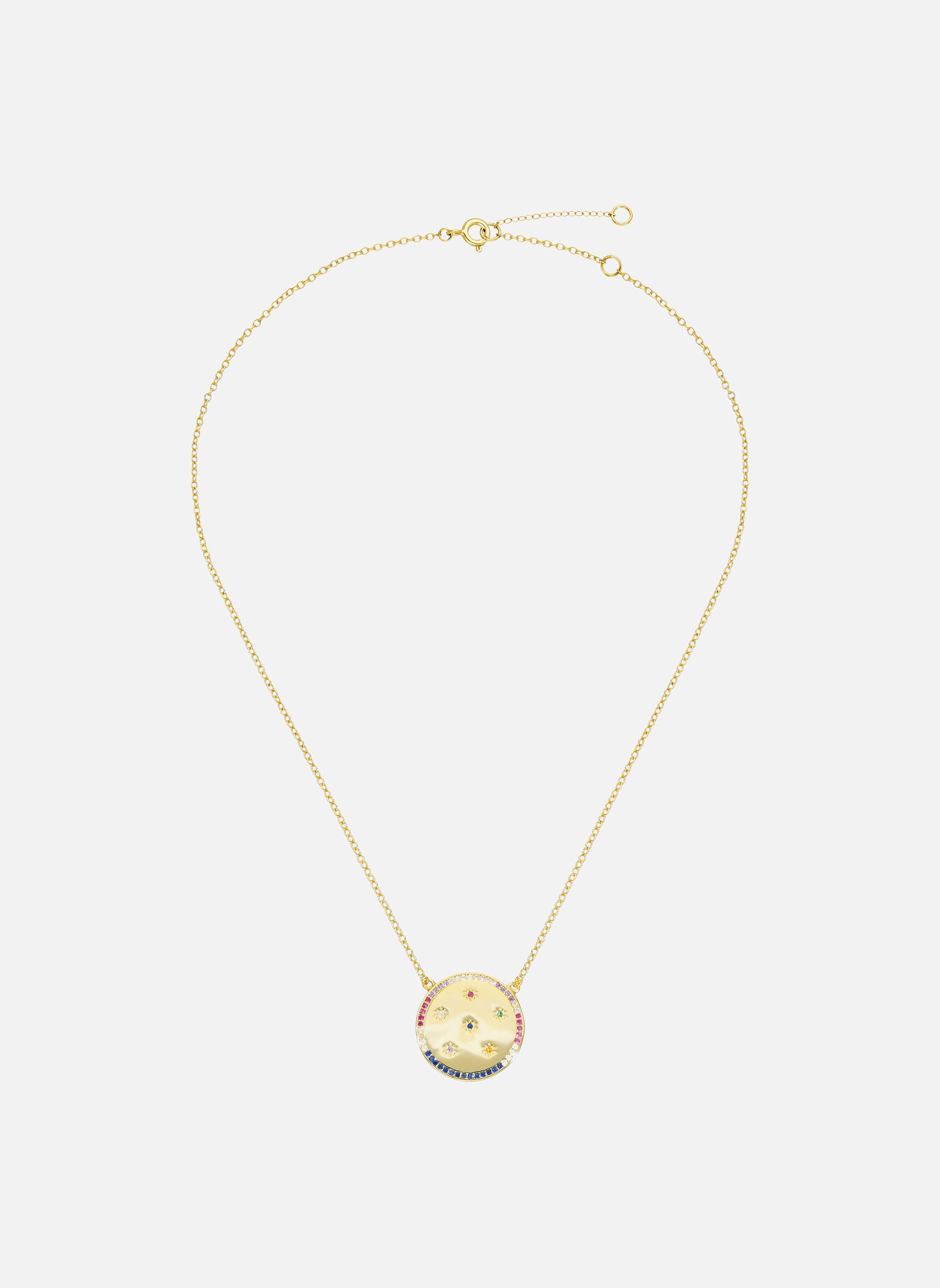 Collier chaîne avec pendentif rond et zircon effet diamant amorgos HIPANEMA Doré