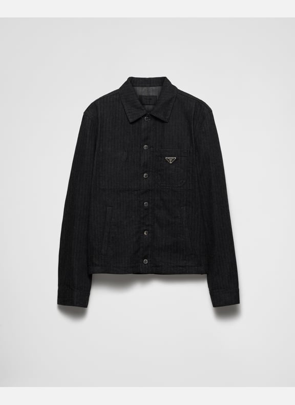 Blouson en denim à chevrons Noir by PRADA PRADA Blouson en denim à chevrons Noir