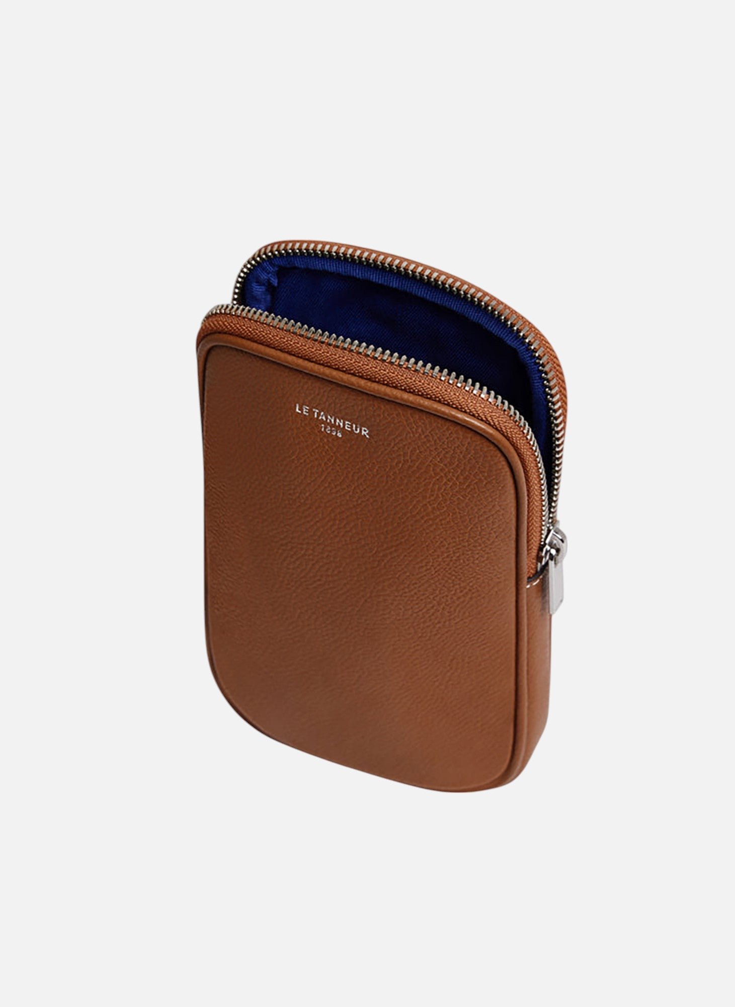 Etui téléphone en cuir grainé LE TANNEUR Marron