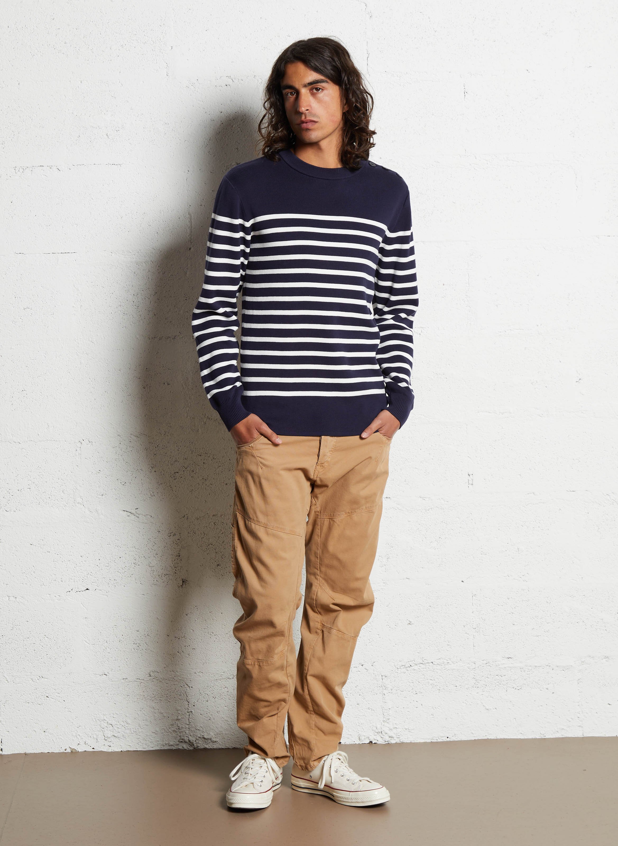 Marinière col rond slim-fit en maille de coton ARMOR-LUX Multicolore