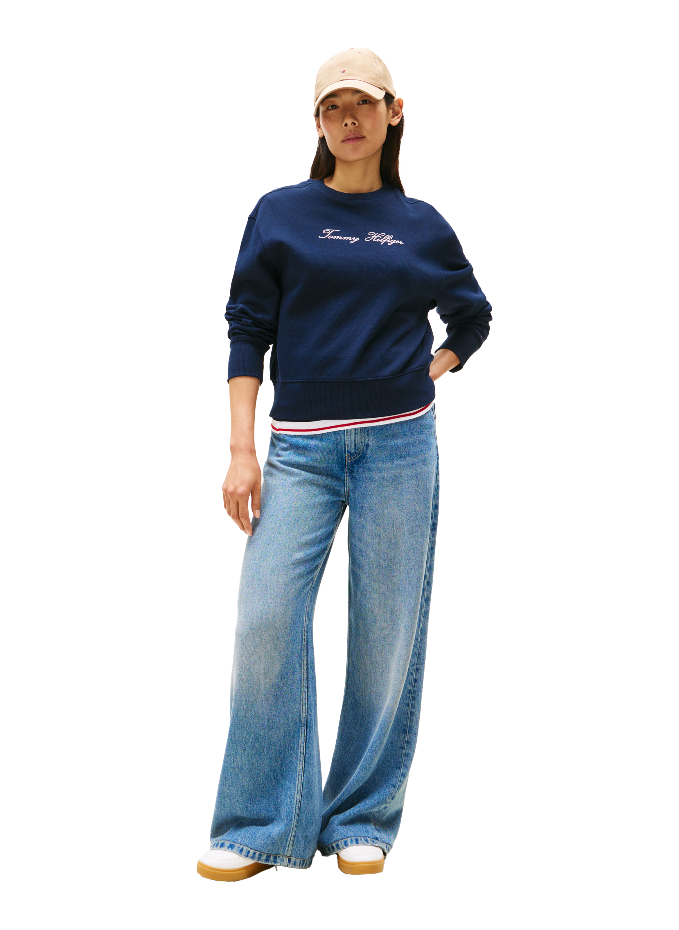 Oversized sweatshirt in blended cotton. TOMMY HILFIGER Blue