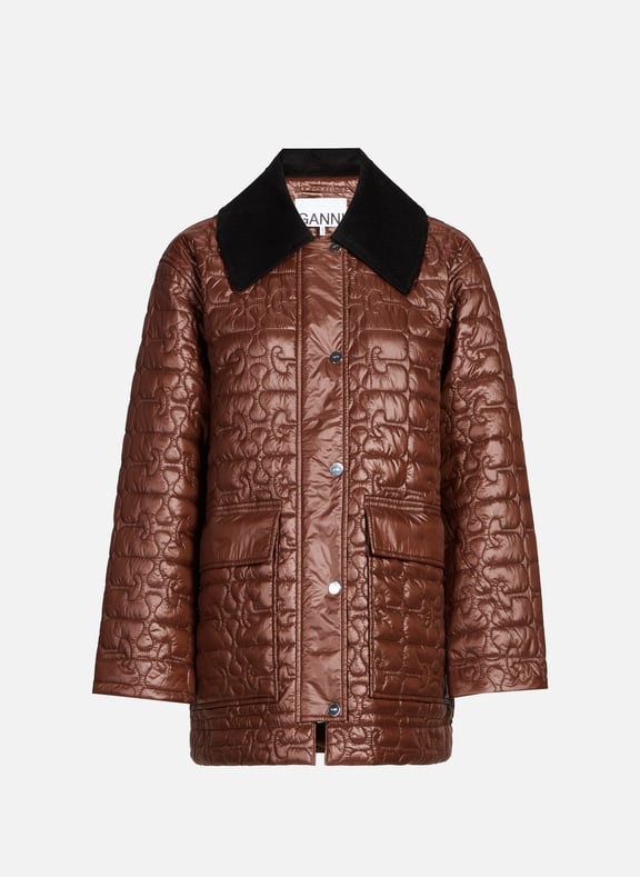 Long quilted jacket Brown by GANNI GANNI Long quilted jacket Brown