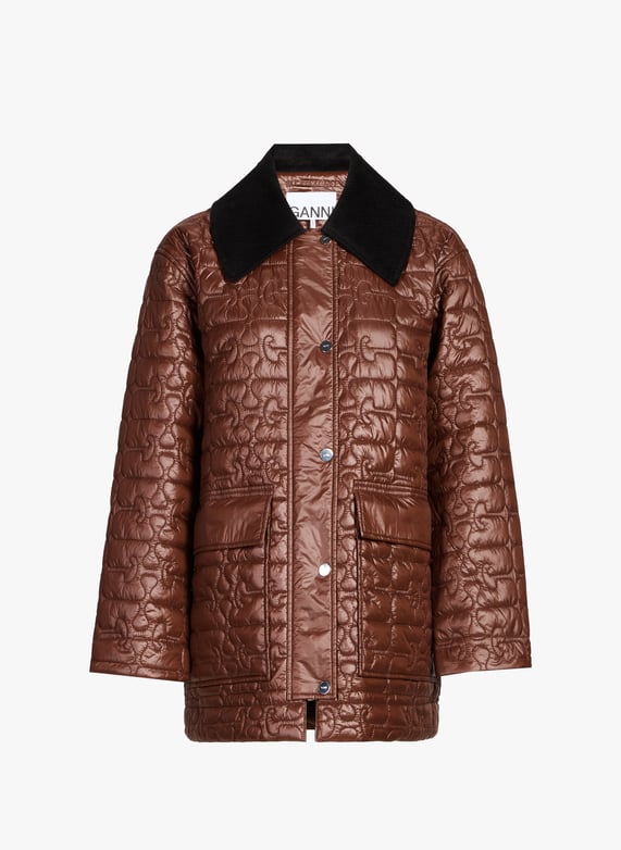 Veste longue matelassée  | Marron by GANNI Veste longue matelassée  Marron