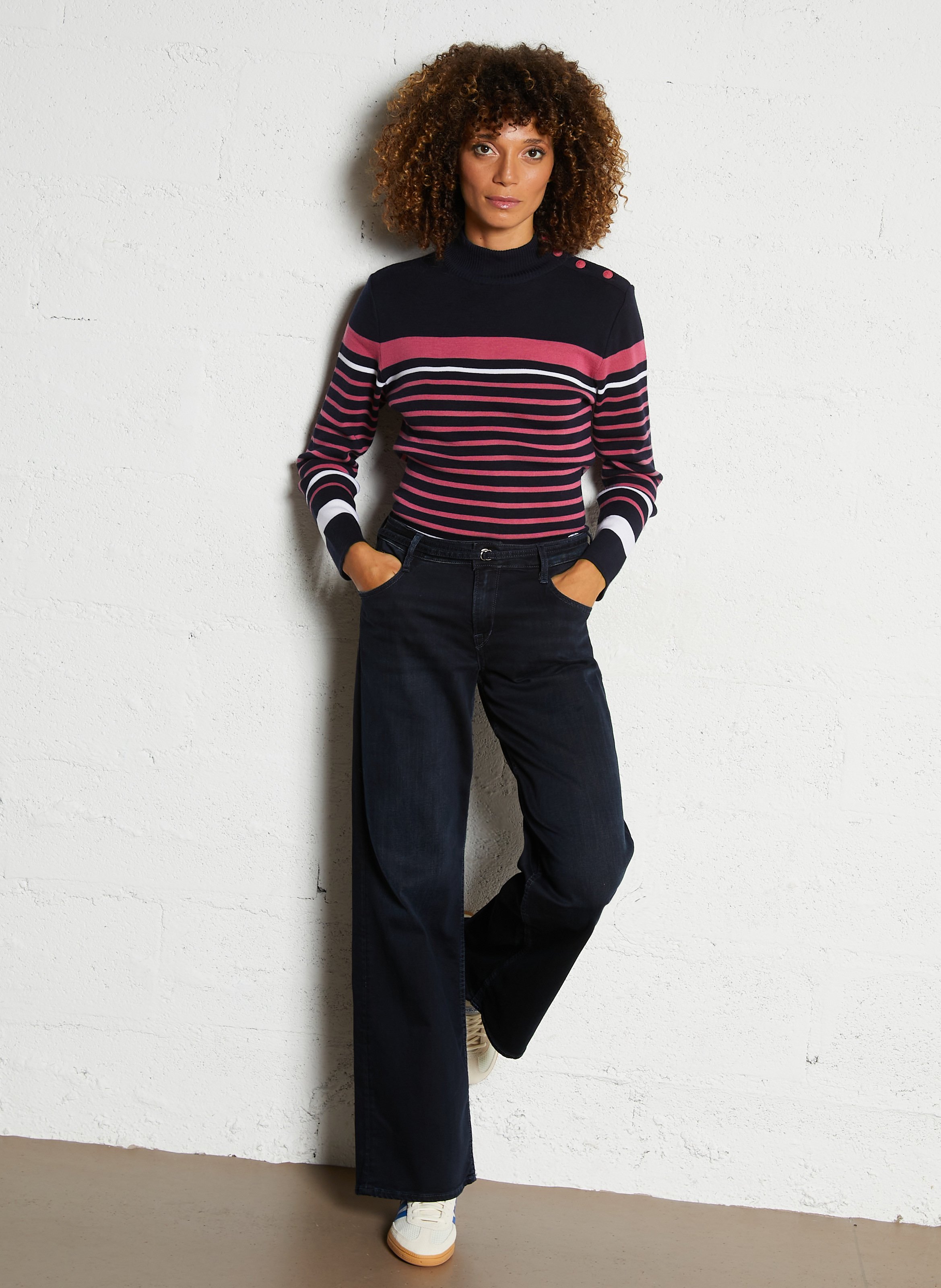 Pull marin col montant en laine ARMOR-LUX Bleu