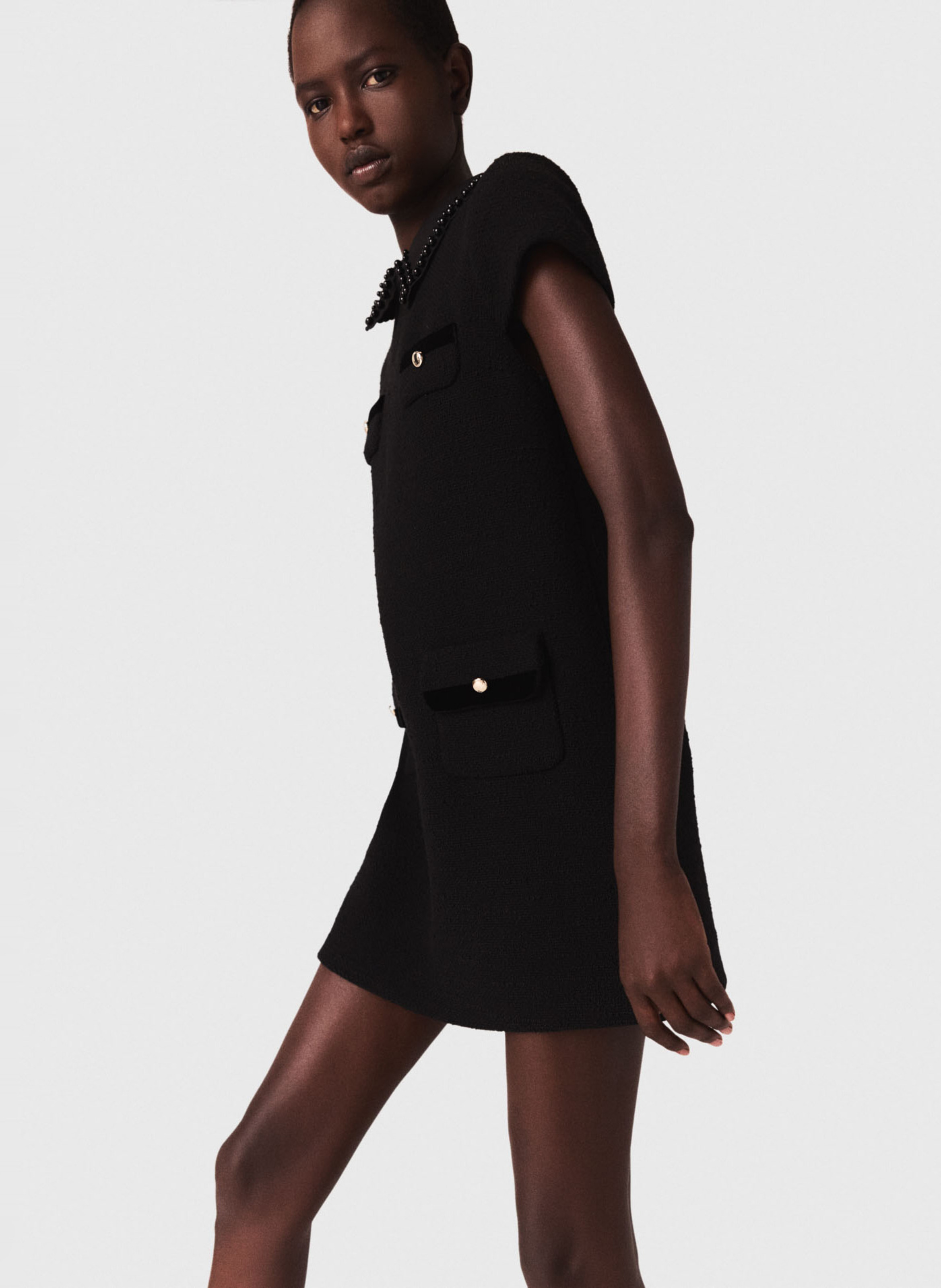 Robe courte col rond MAJE Noir