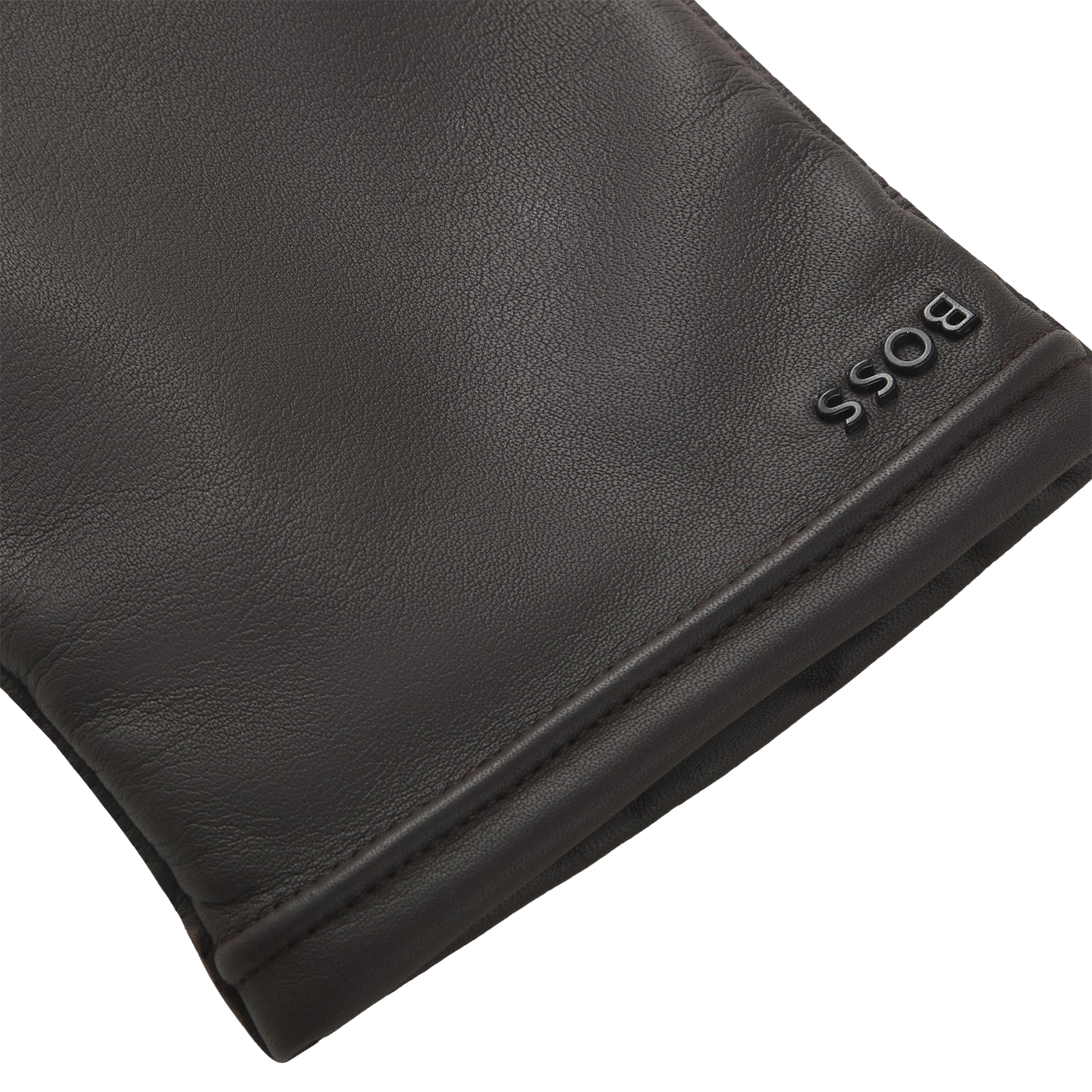 Gants unis en cuir BOSS Marron