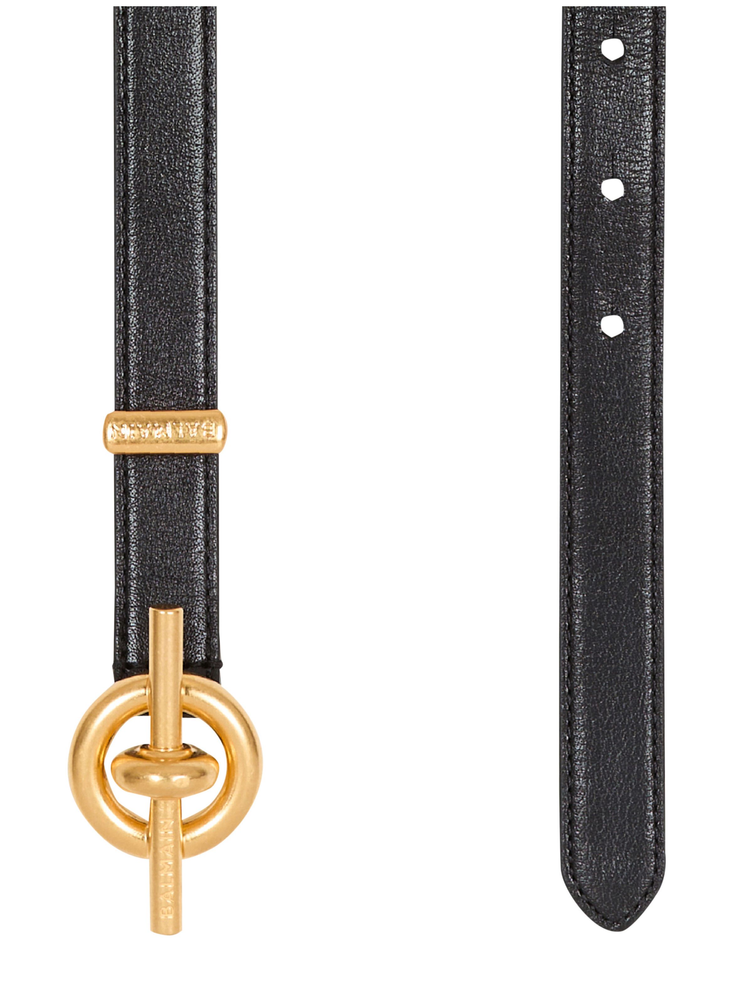 Ceinture t-bar en cuir de veau BALMAIN Noir