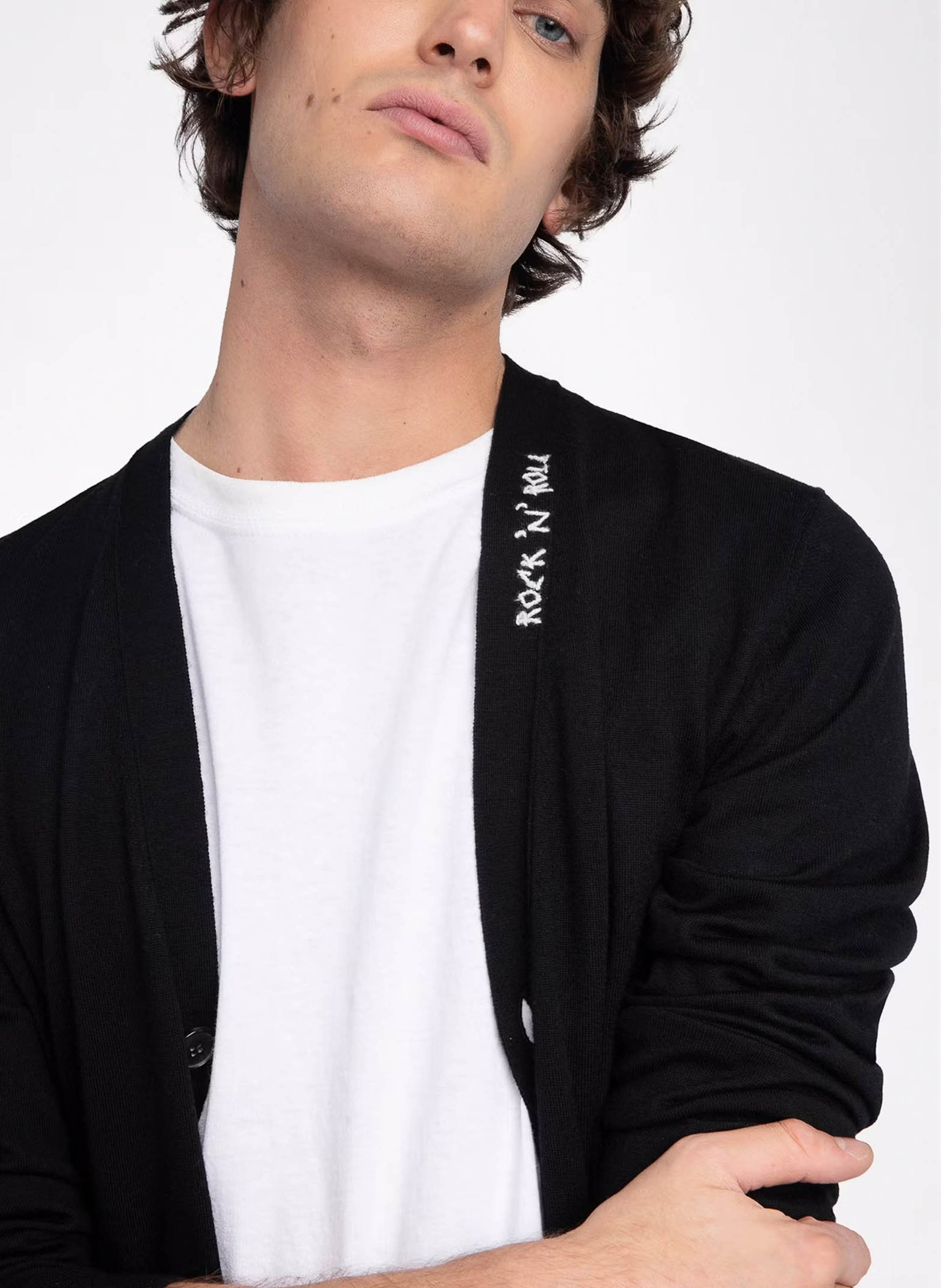 Cardigan droit col v en laine remi ZADIG&VOLTAIRE Noir