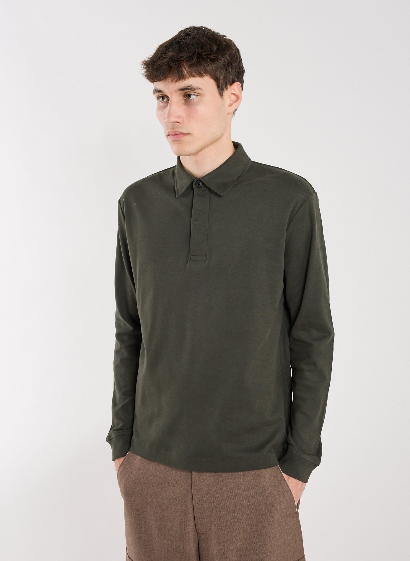 Long-sleeved cotton polo shirt SUNSPEL Black