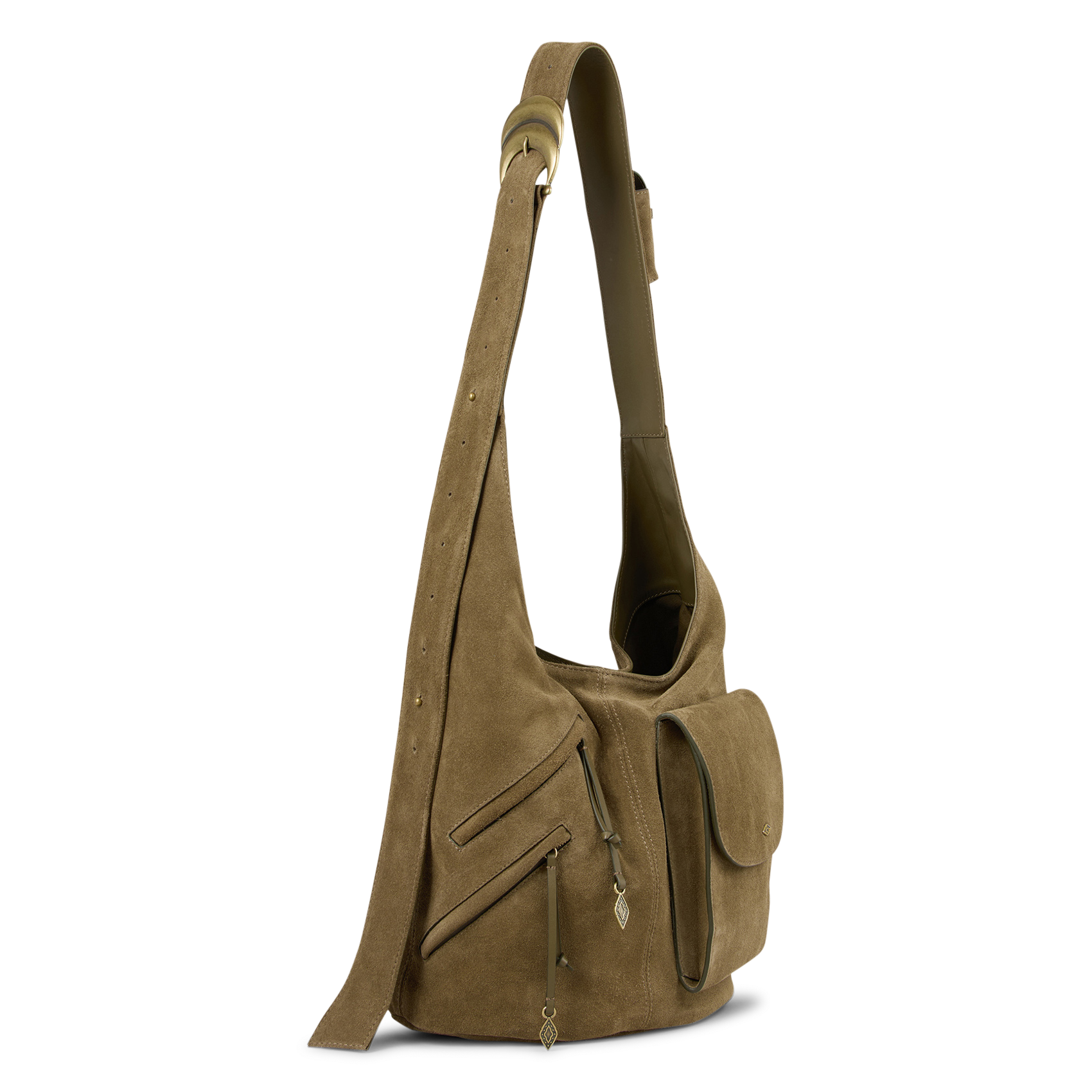 Sac porté épaule multipoches en cuir youyou BA&SH Kaki