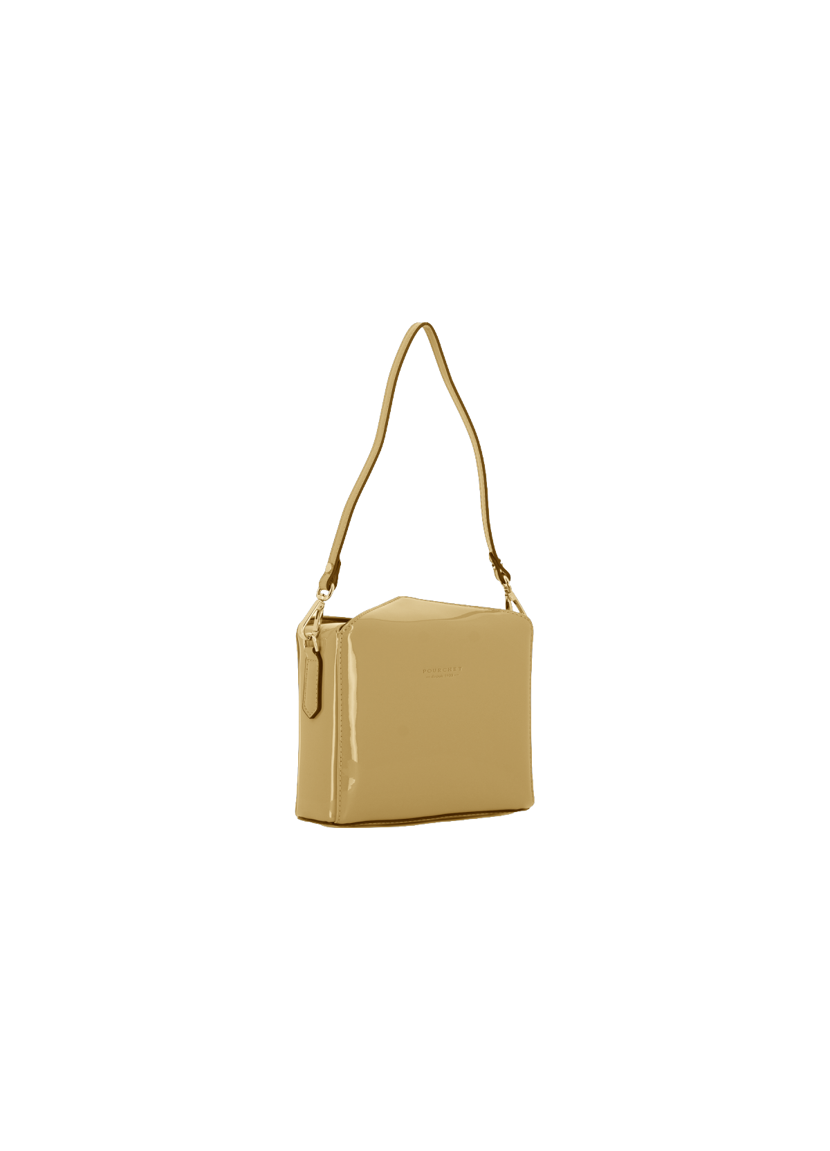 Cassetta vernis | sac porté épaule en cuir de vachette POURCHET Beige