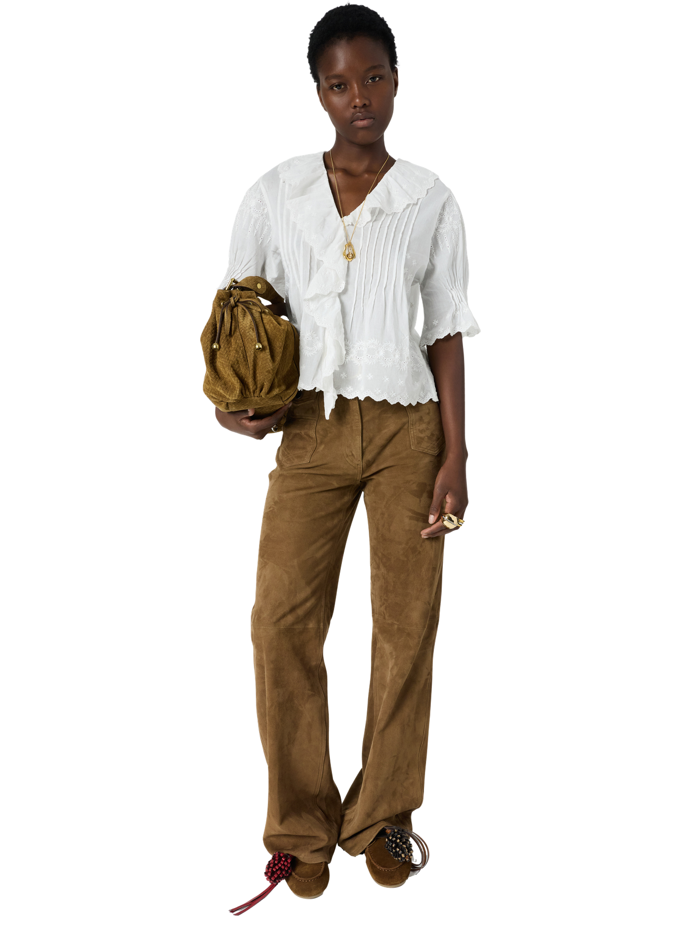 Chemise brodée en voile de coton - ceylia GERARD DAREL Blanc