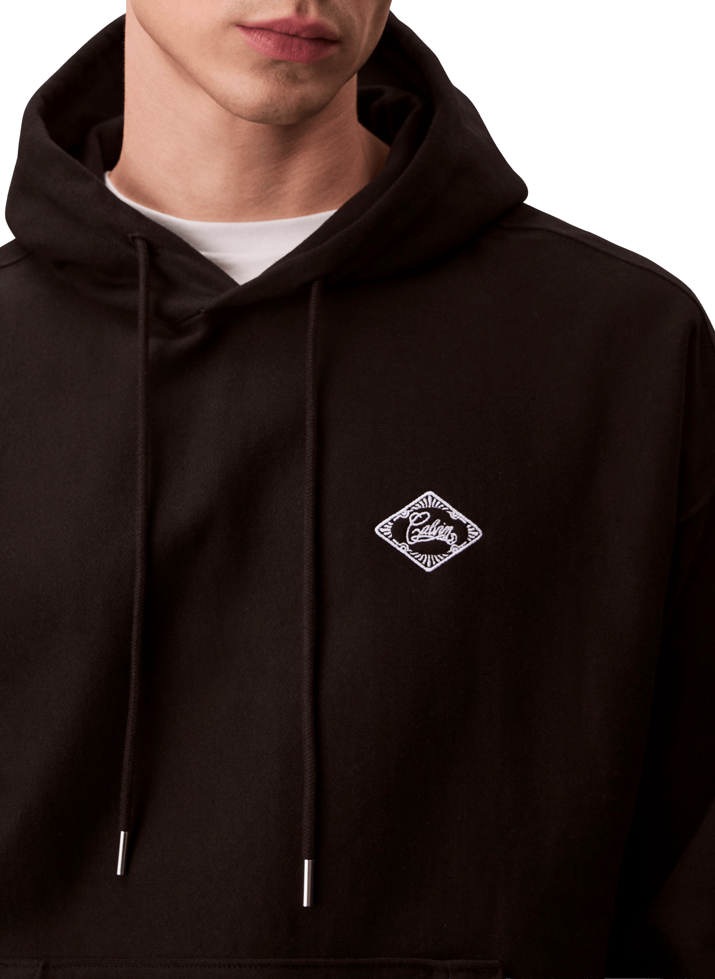 Sweatshirt à capuche en coton mélangé CALVIN KLEIN Noir