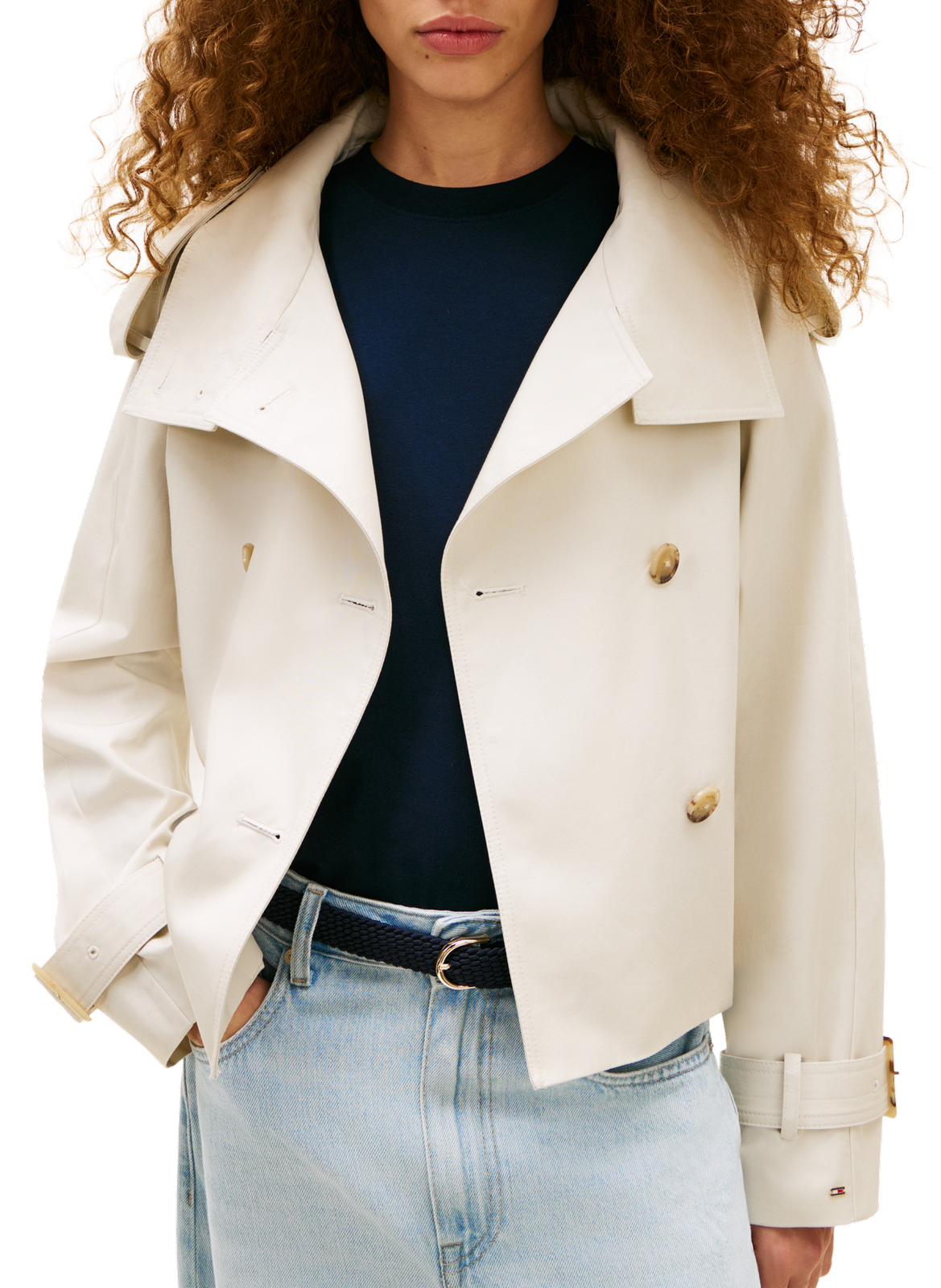 Trench col montant en coton TOMMY HILFIGER Beige