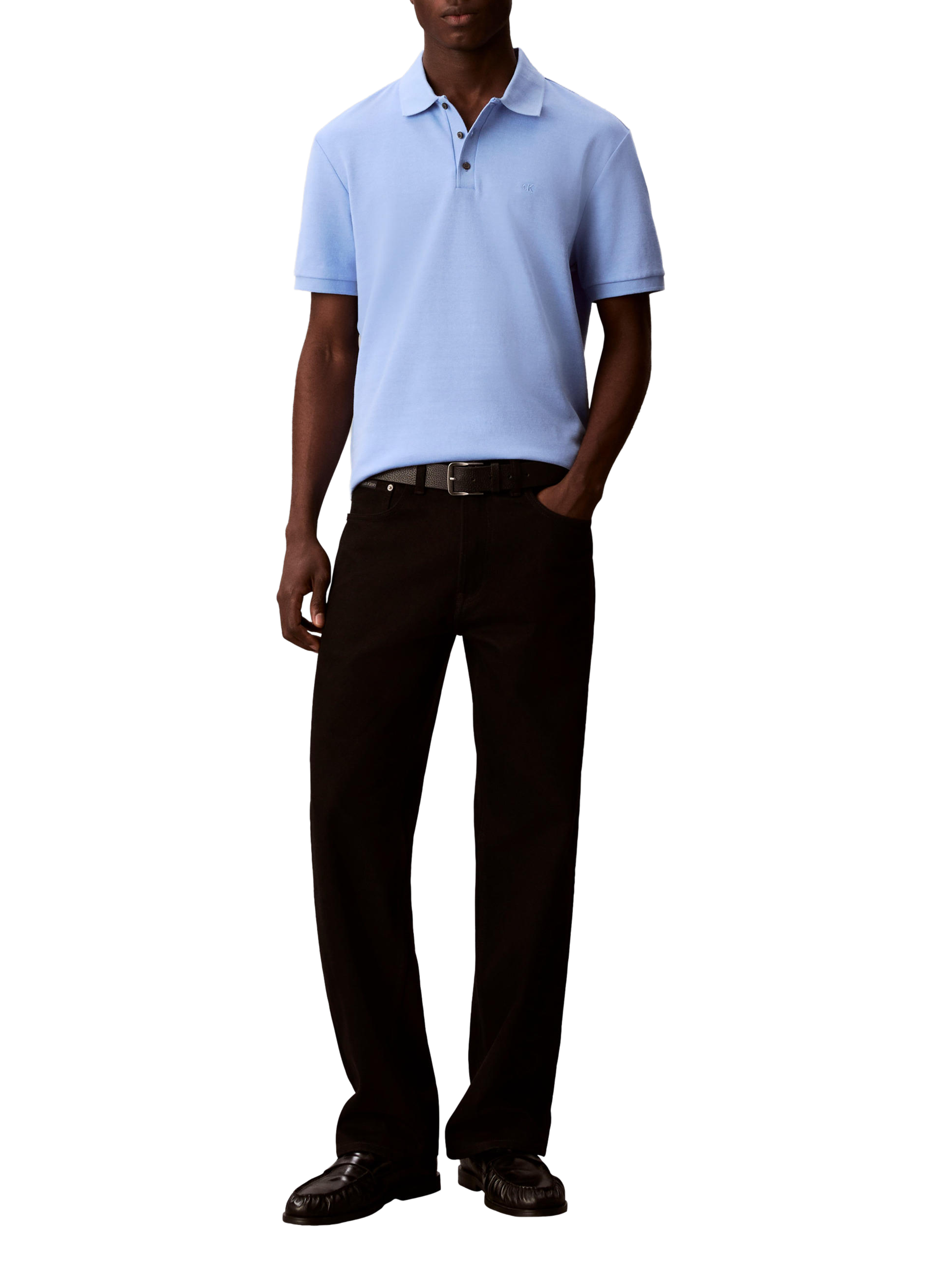 Polo manches courtes en coton mélangé CALVIN KLEIN Bleu