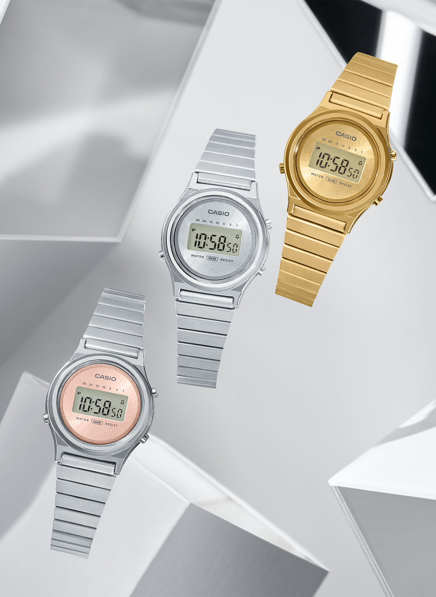 Montre digitale Mini en acier inoxydable et résine CASIO Doré