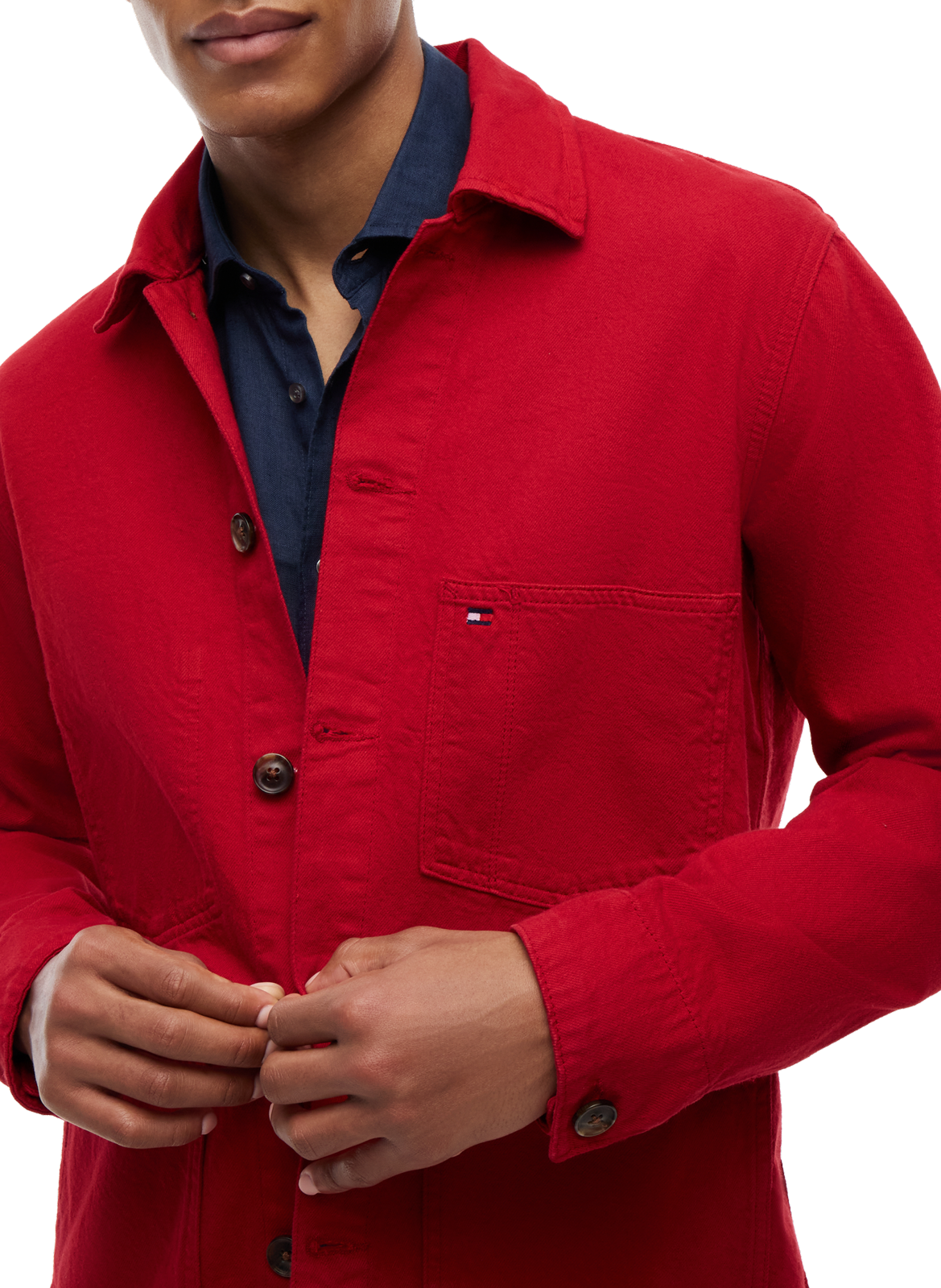 Veste droite à logo en coton TOMMY HILFIGER Rouge