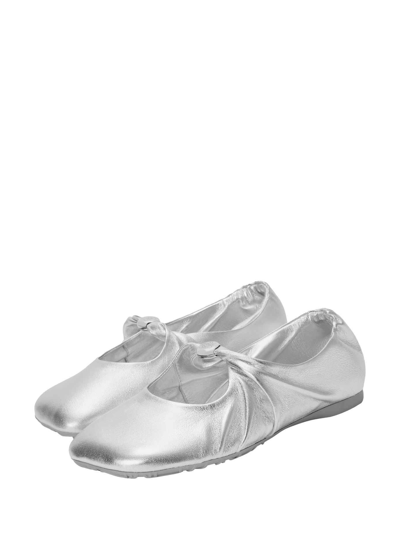 Ballerines Pebble Soft en cuir d'agneau nappa laminé LOEWE Argent