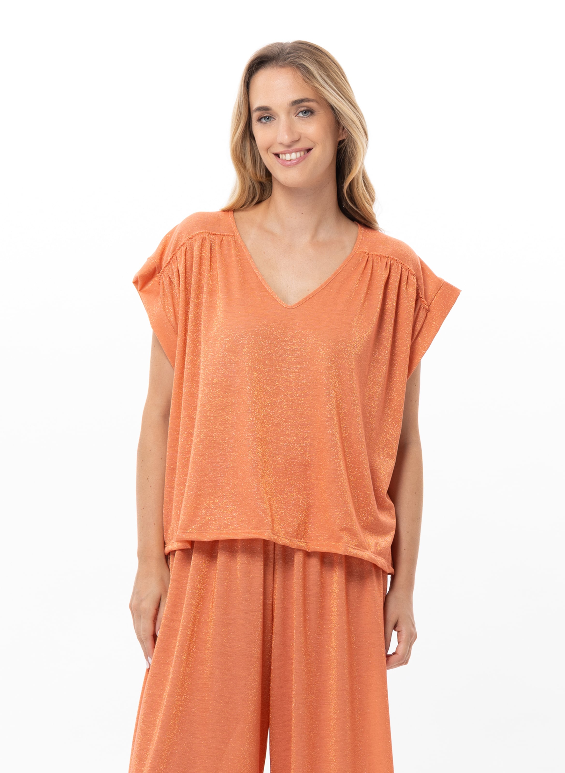Tee-shirt en maille lurex coco 230 LE CHAT Orange