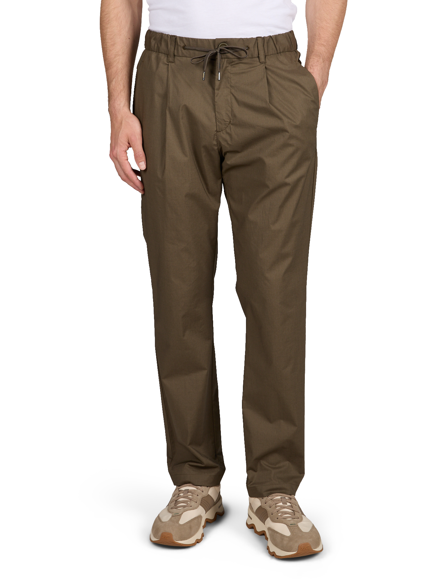 Pantalon à cordon de serrage en coton mélangé HERNO Kaki