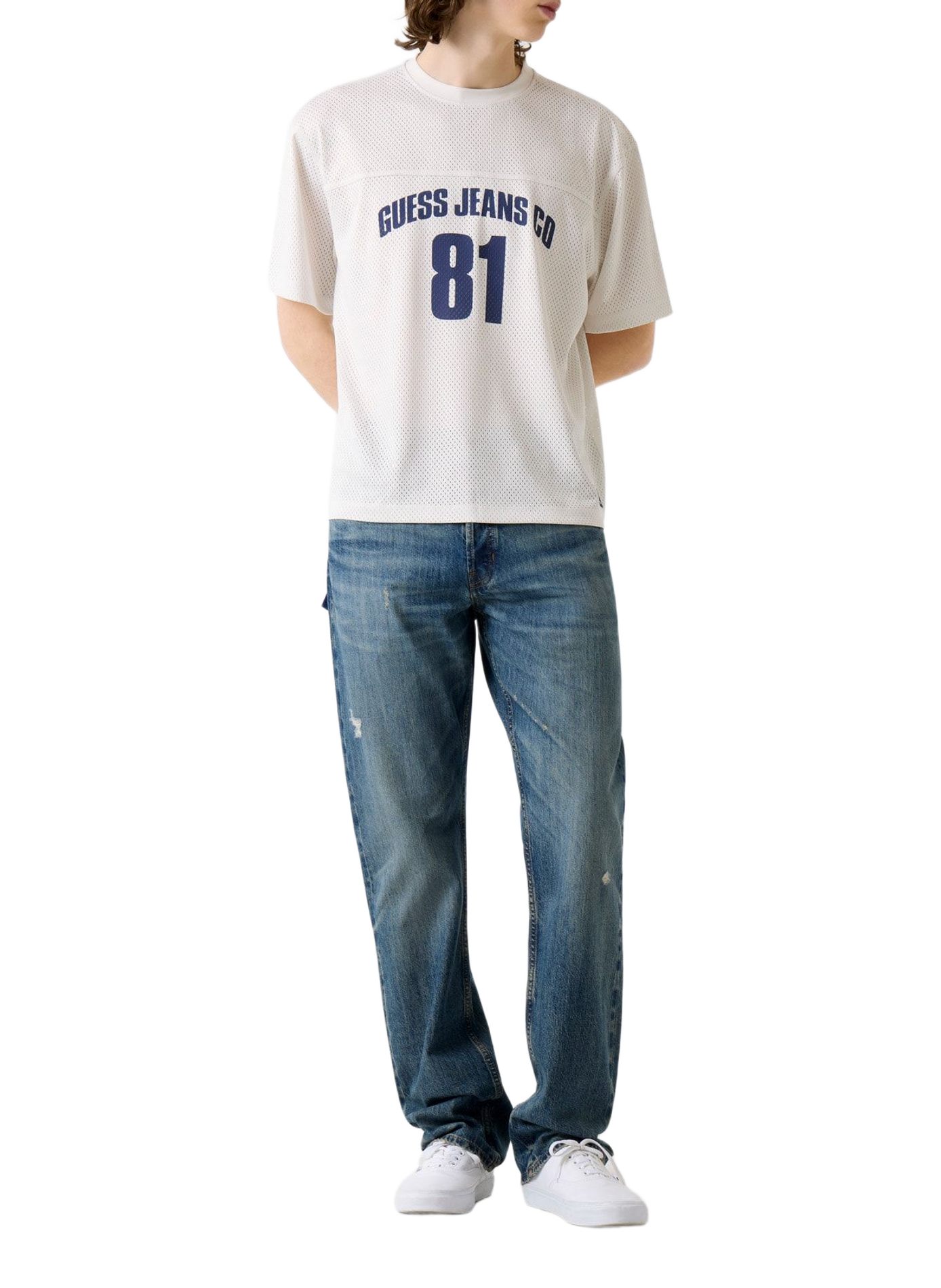 Mesh print T-shirt GUESS White