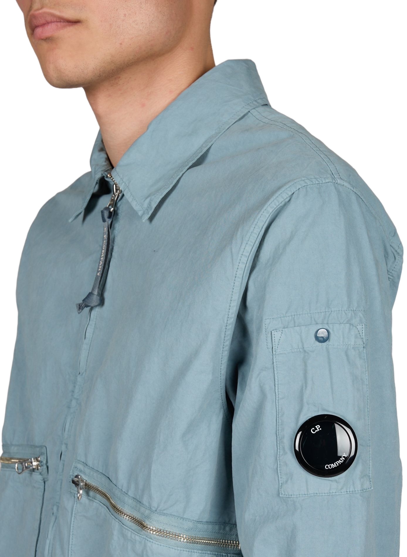 Solid jacket with large zip pockets in cotton CP COMPANY Blue