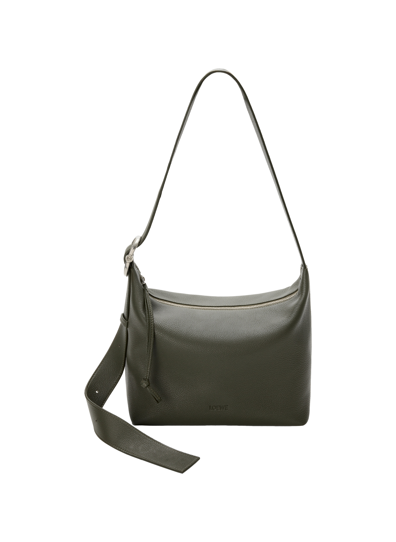Loop hobo en cuir de veau grainé souple LOEWE Kaki