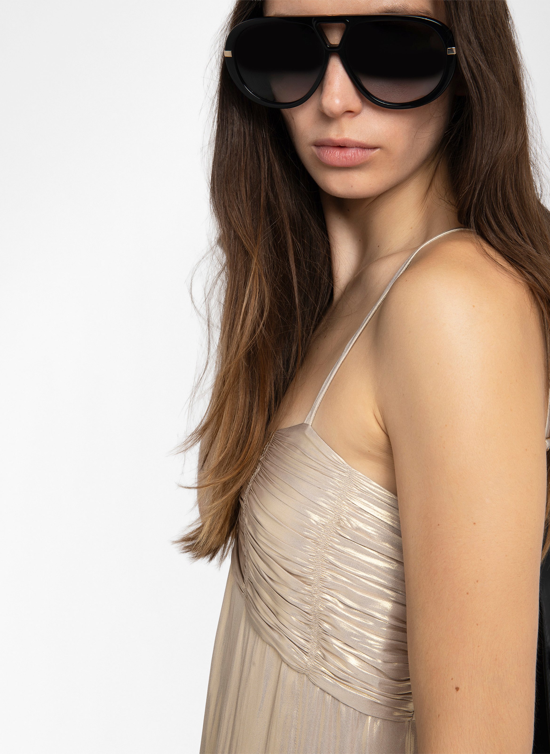 Robe longue en satin métallisé rippie ZADIG&VOLTAIRE Doré