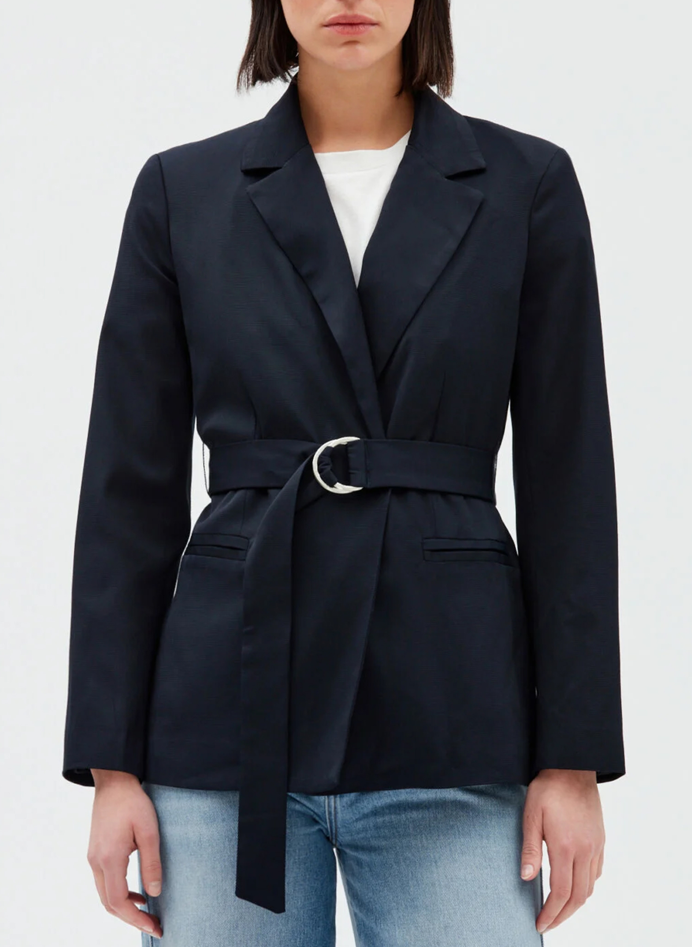 Veste col tailleur ceinturée CLAUDIE PIERLOT Bleu