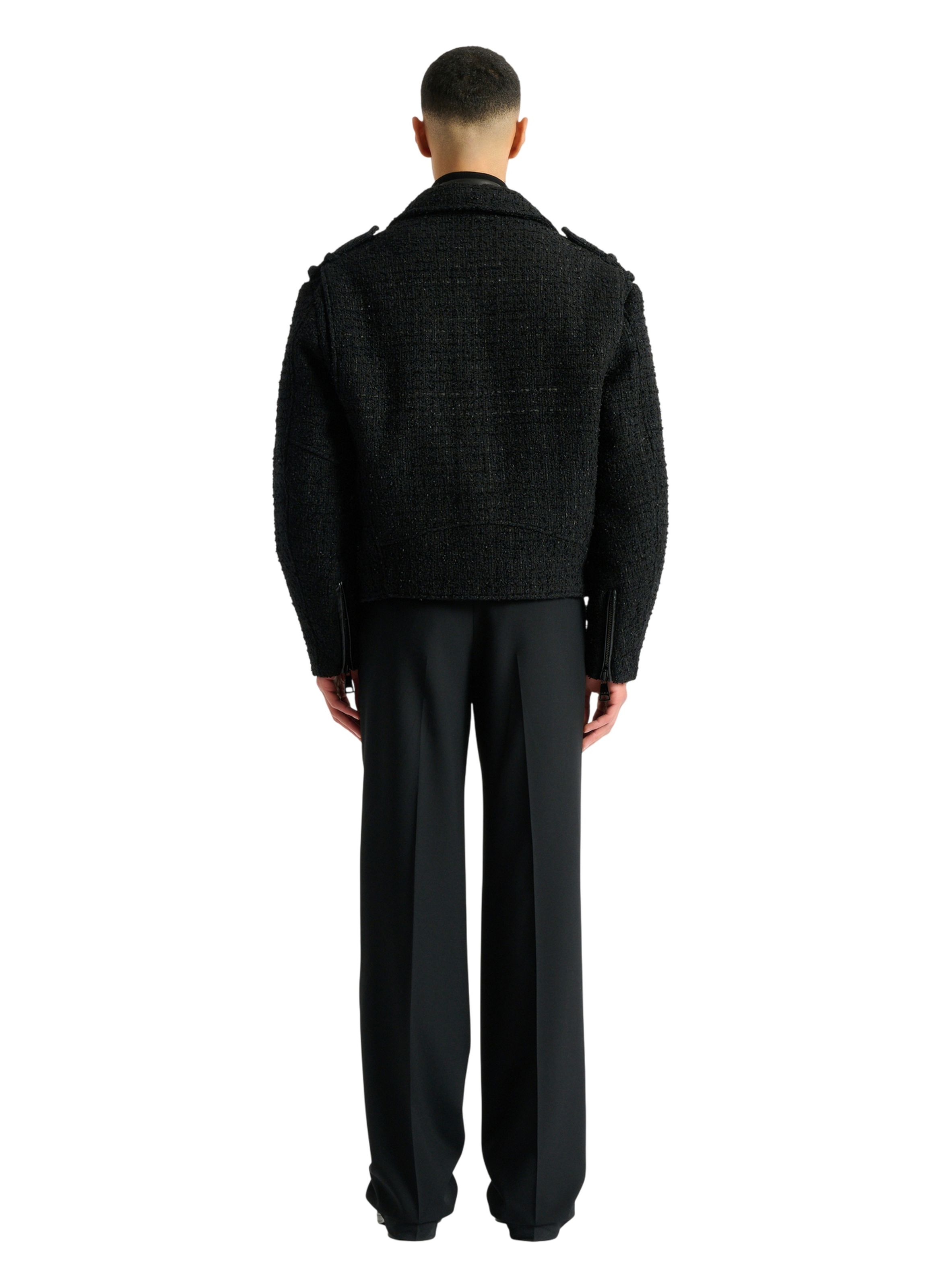 Veste biker en tweed BALMAIN Noir