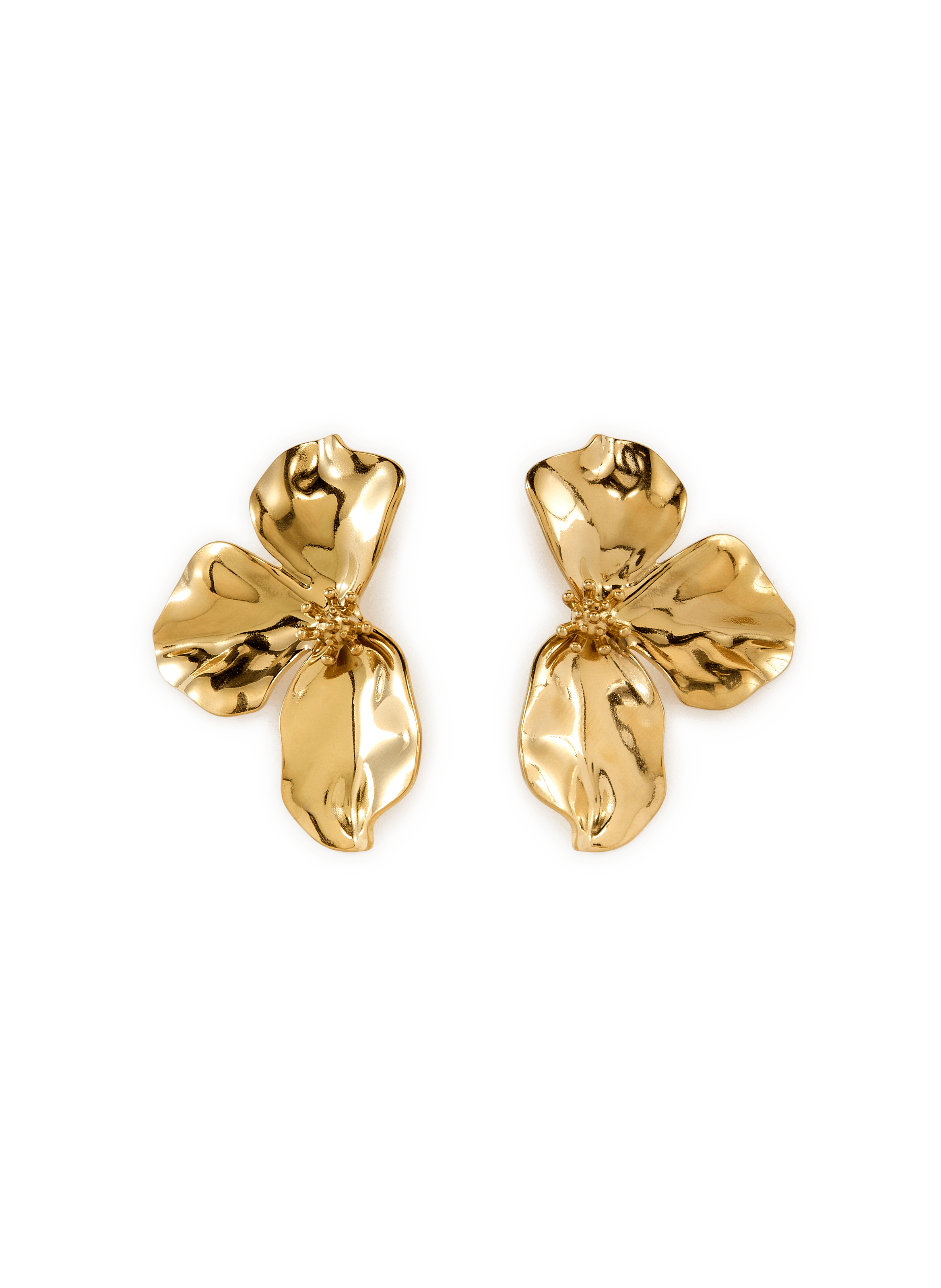 Boucles d'oreille fleurs en acier AU PRINTEMPS PARIS Doré