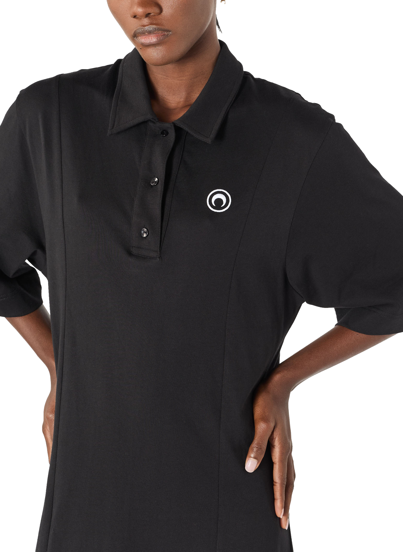 Moon logo jersey polo long dress organic cotton MARINE SERRE Black
