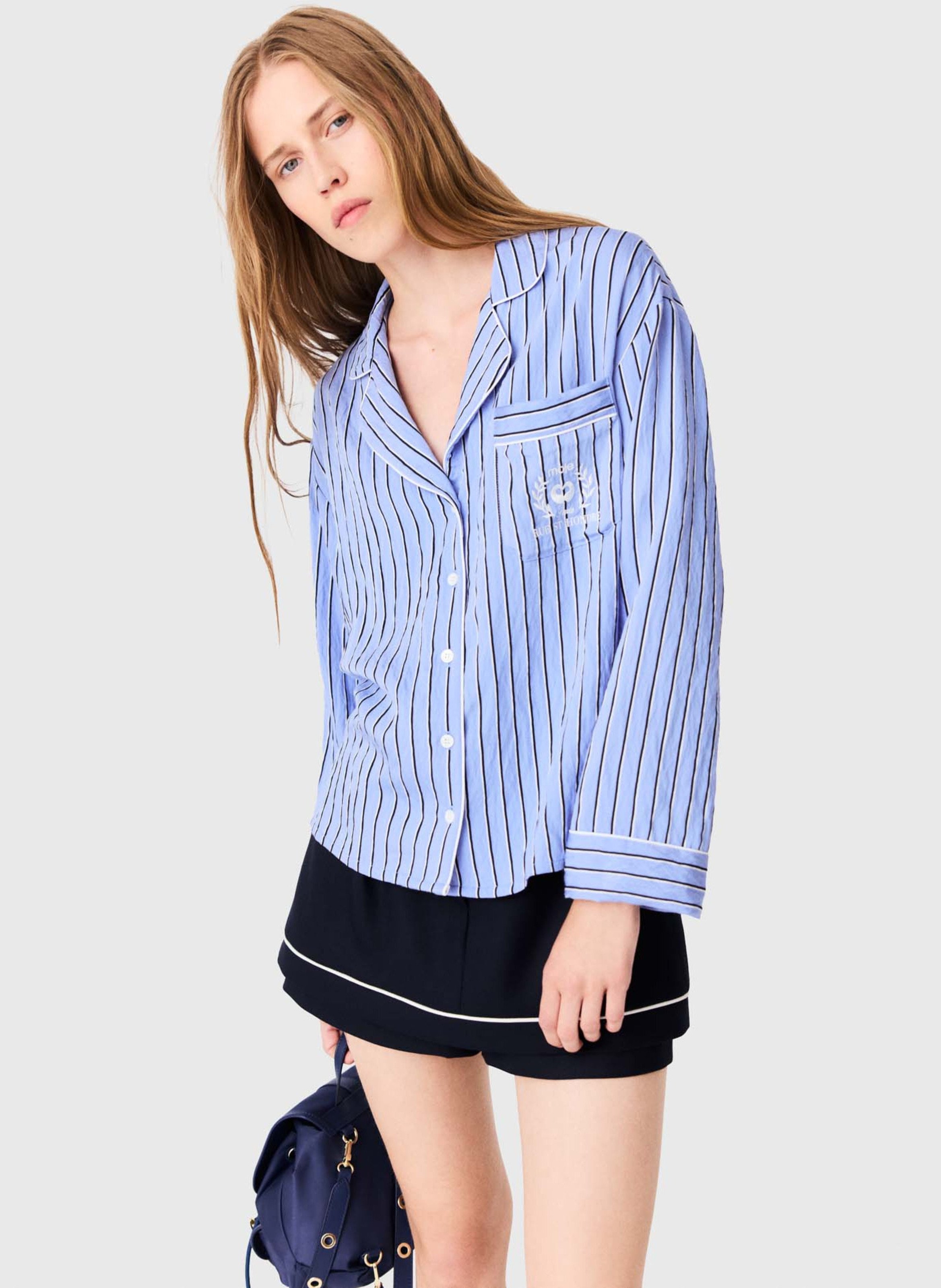 Chemise droite fluide rayée MAJE Bleu