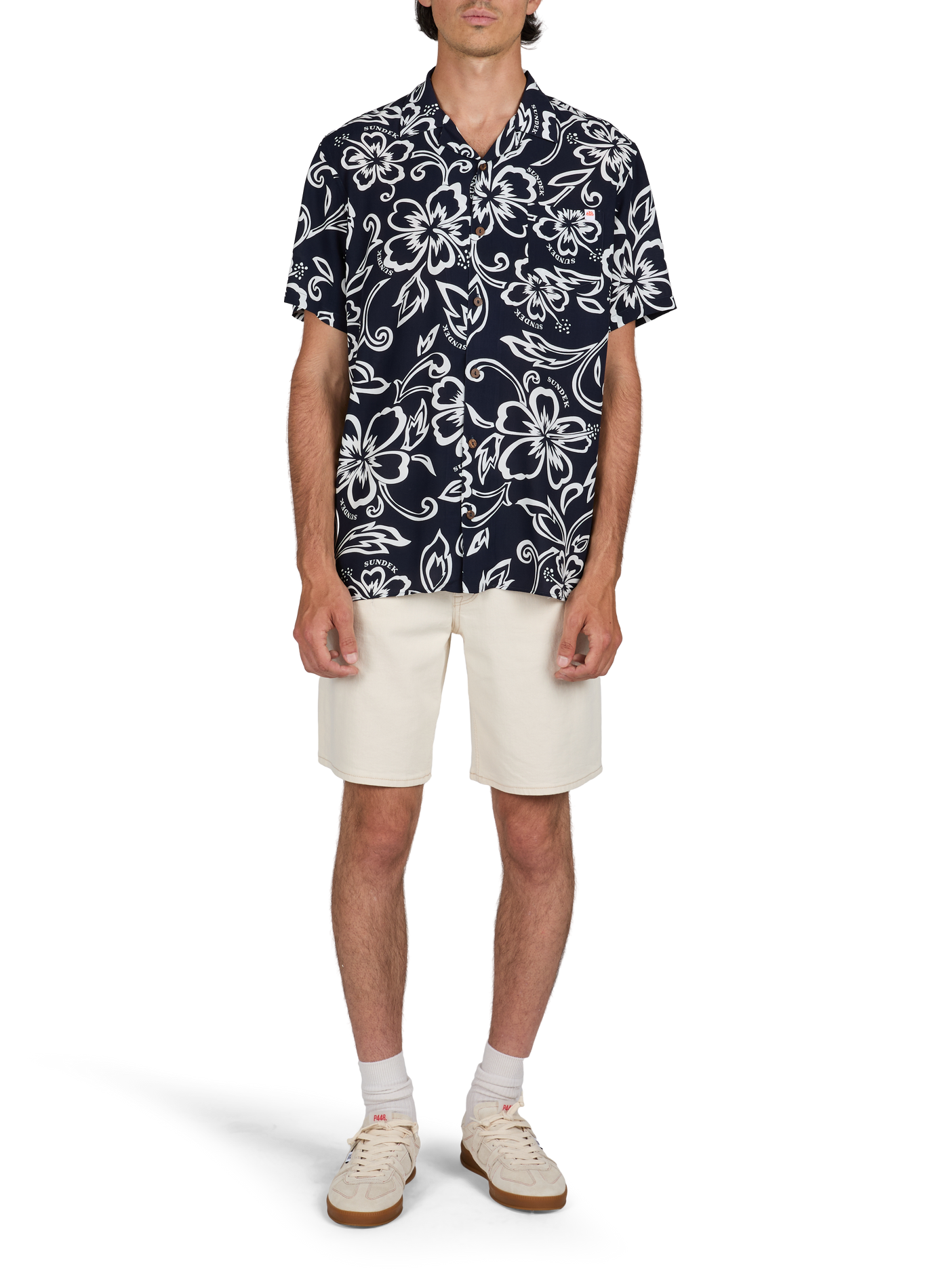 Oversized shirt with floral print SUNDEK Blue
