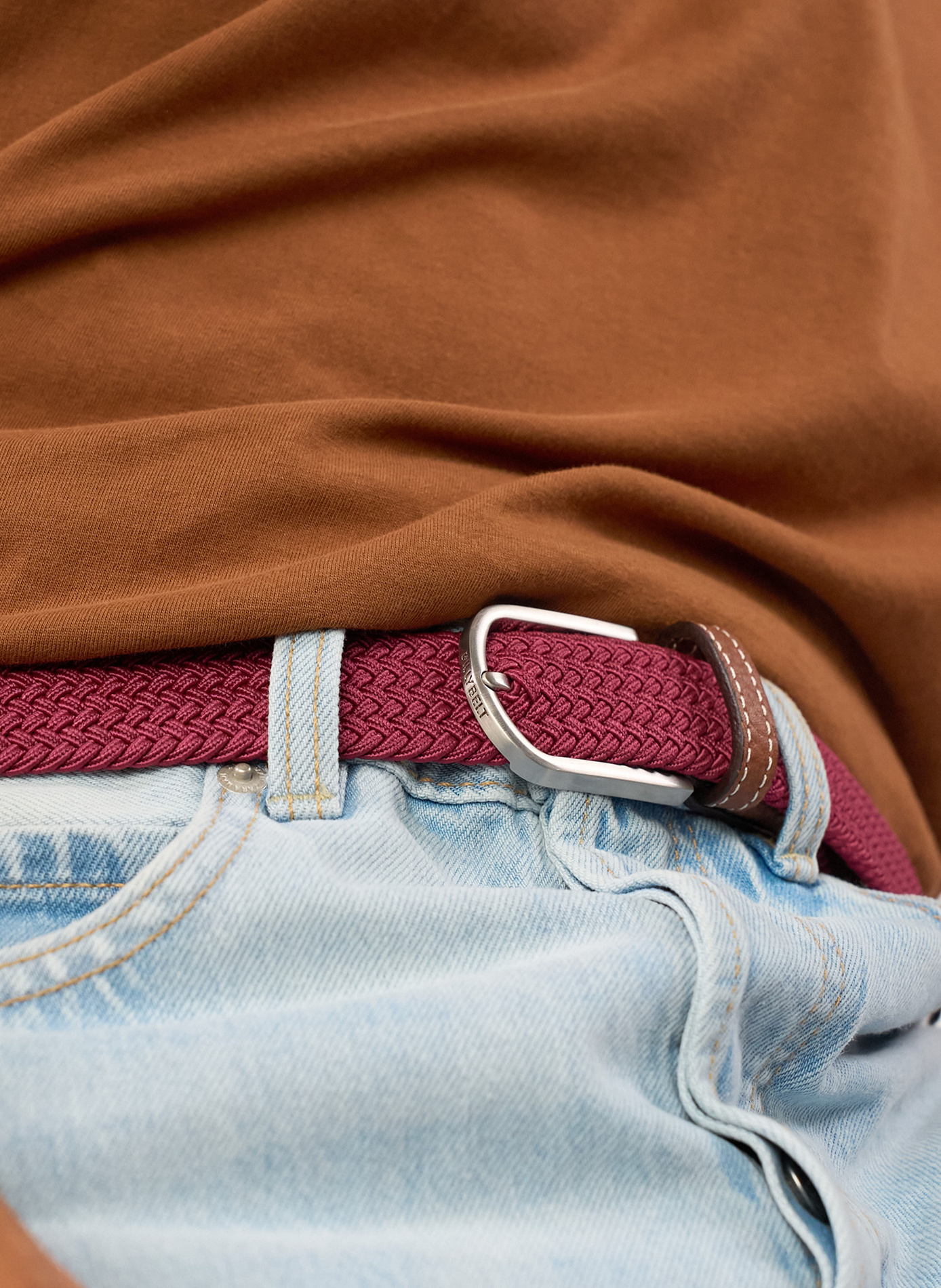 Ceinture tressée élastique unie BILLYBELT Rouge