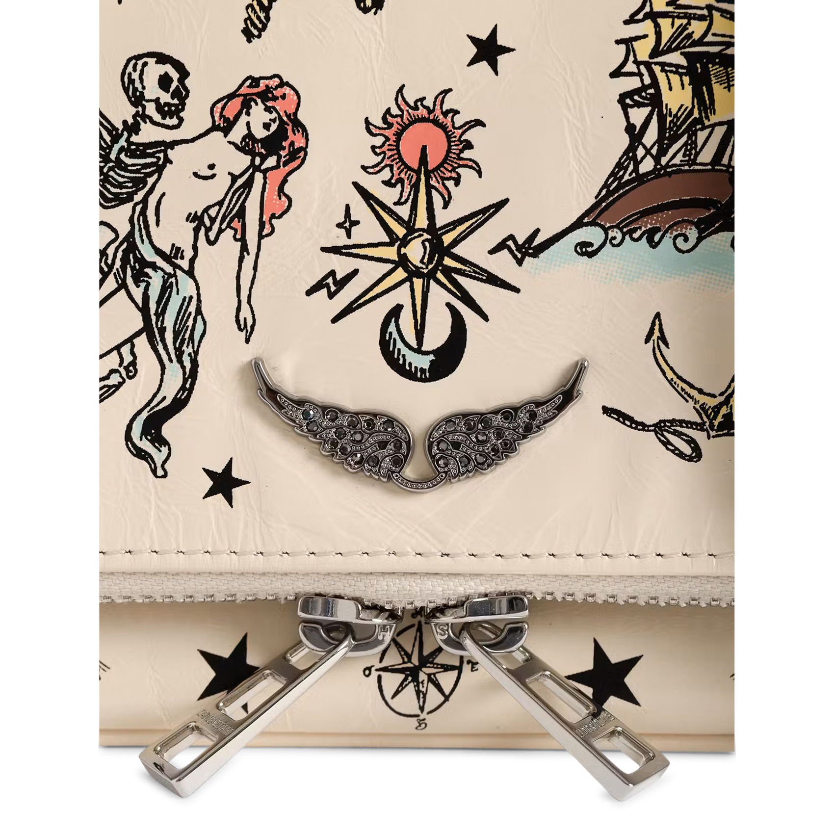 Sac bandoulière en cuir rock mini ZADIG&VOLTAIRE Blanc