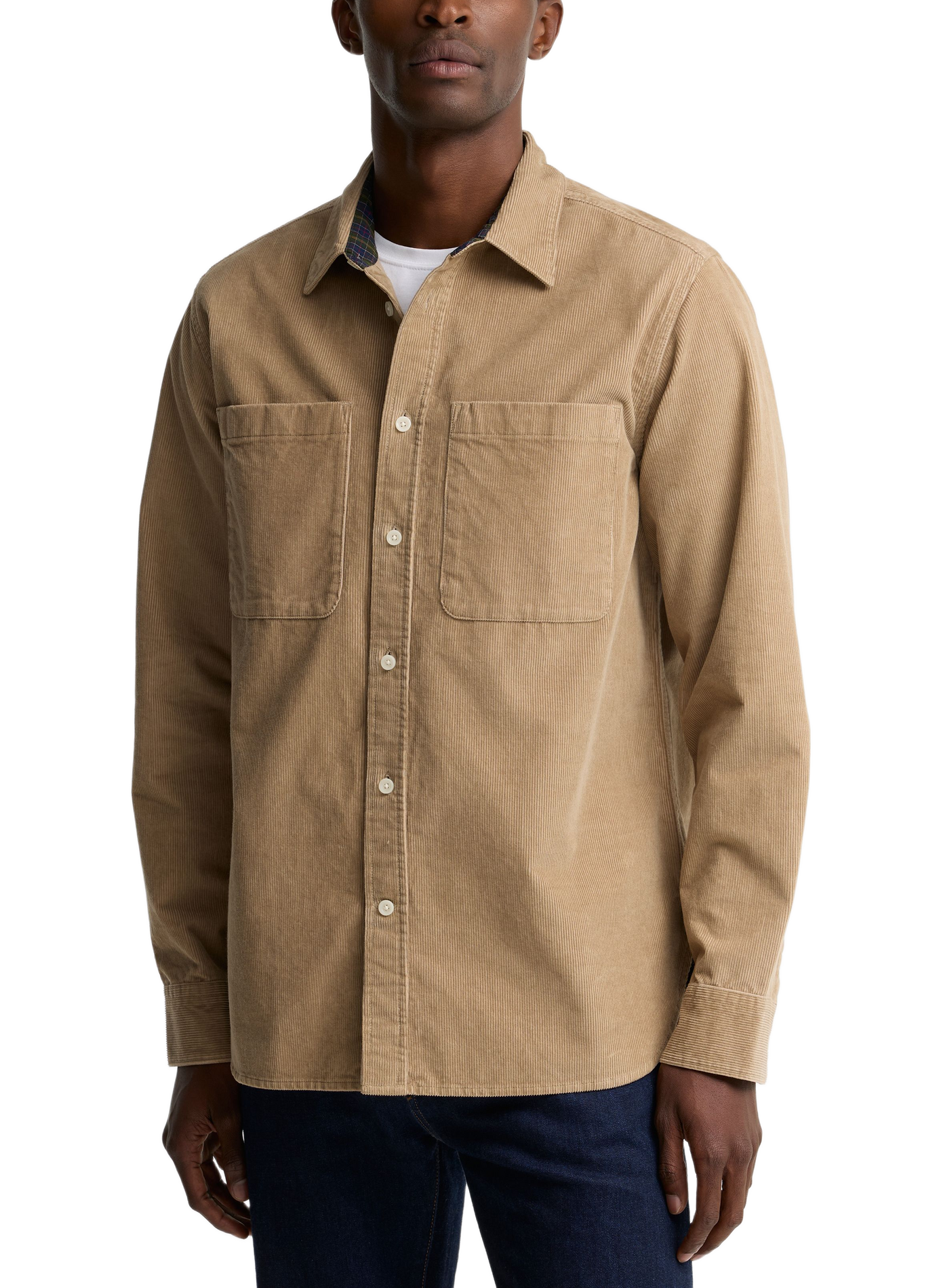 Straight classic ribbed collar shirt in blended cotton BARBOUR Beige