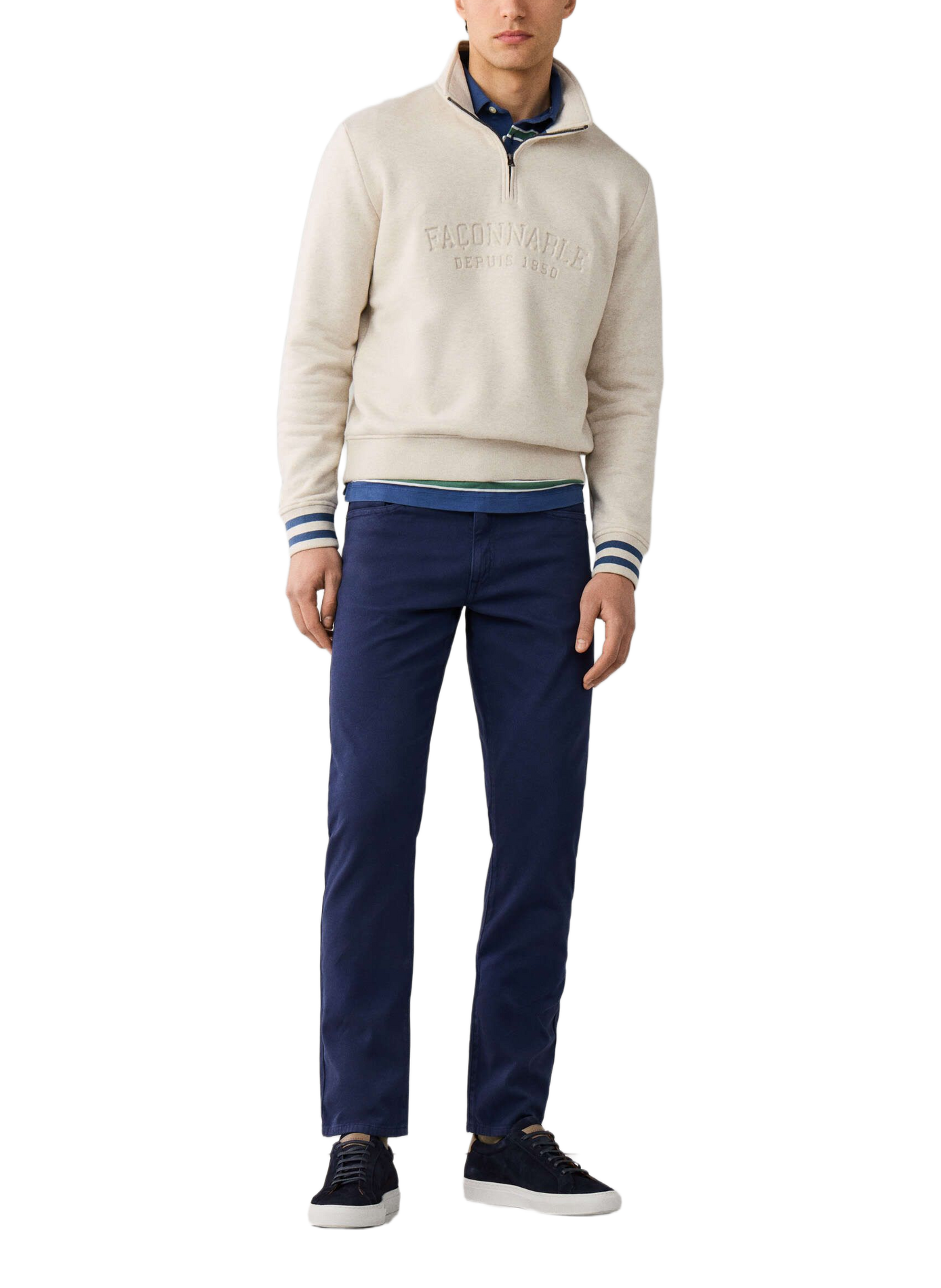 Rechte sweater met opstaande kraag in gemengd katoen FACONNABLE Beige