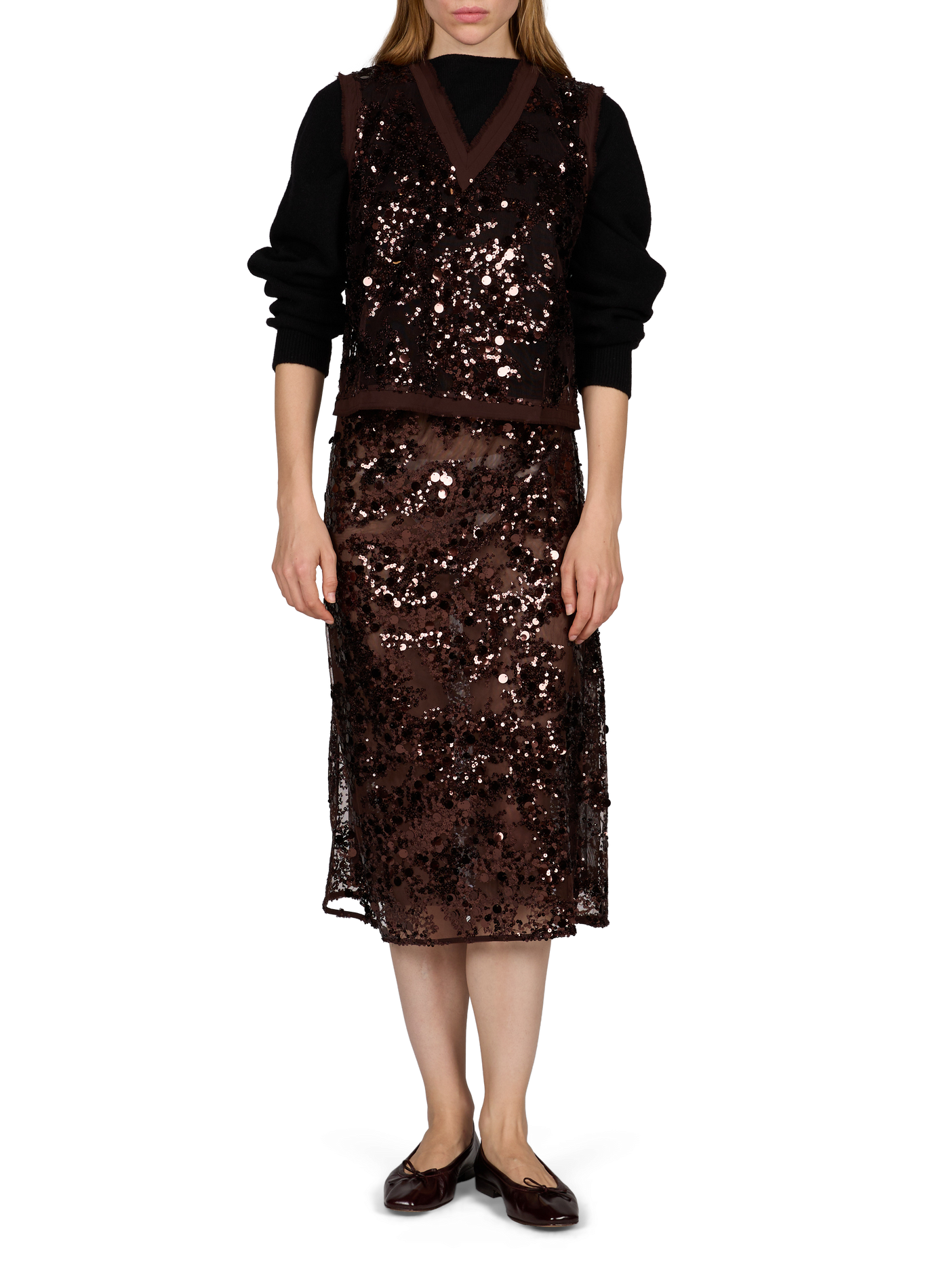 Top sans manches Manire à strass BAUM UND PFERDGARTEN Marron