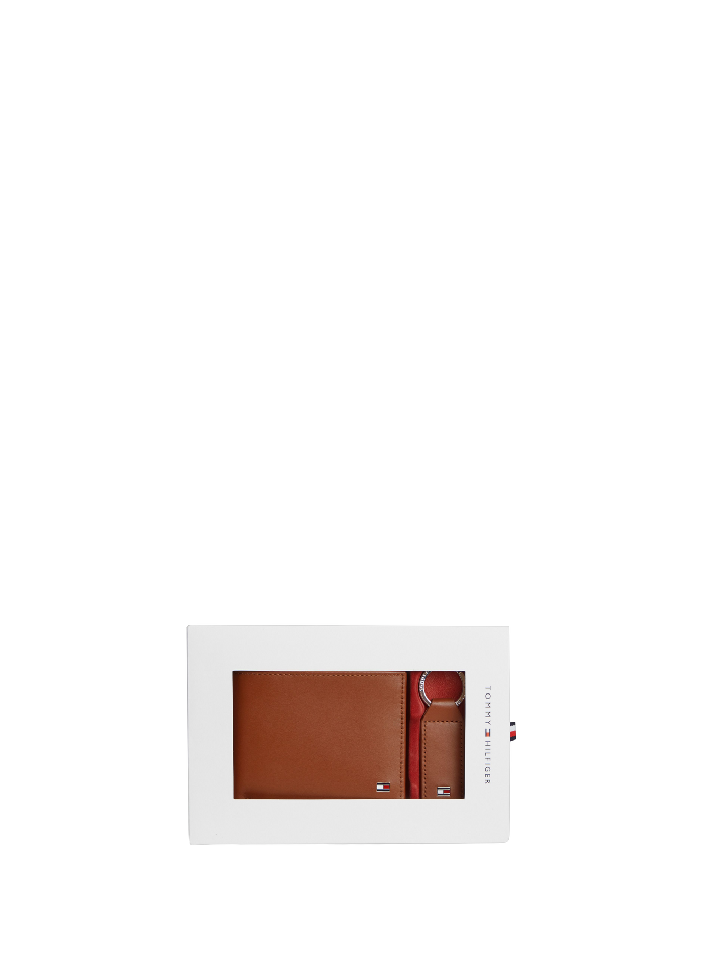 Leather wallet and keyring gift set TOMMY HILFIGER Brown