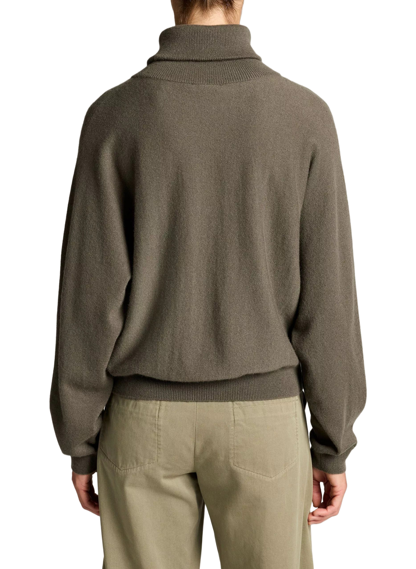 Pull à col roulé en laine et cachemire à manches dolman VINCE Rose