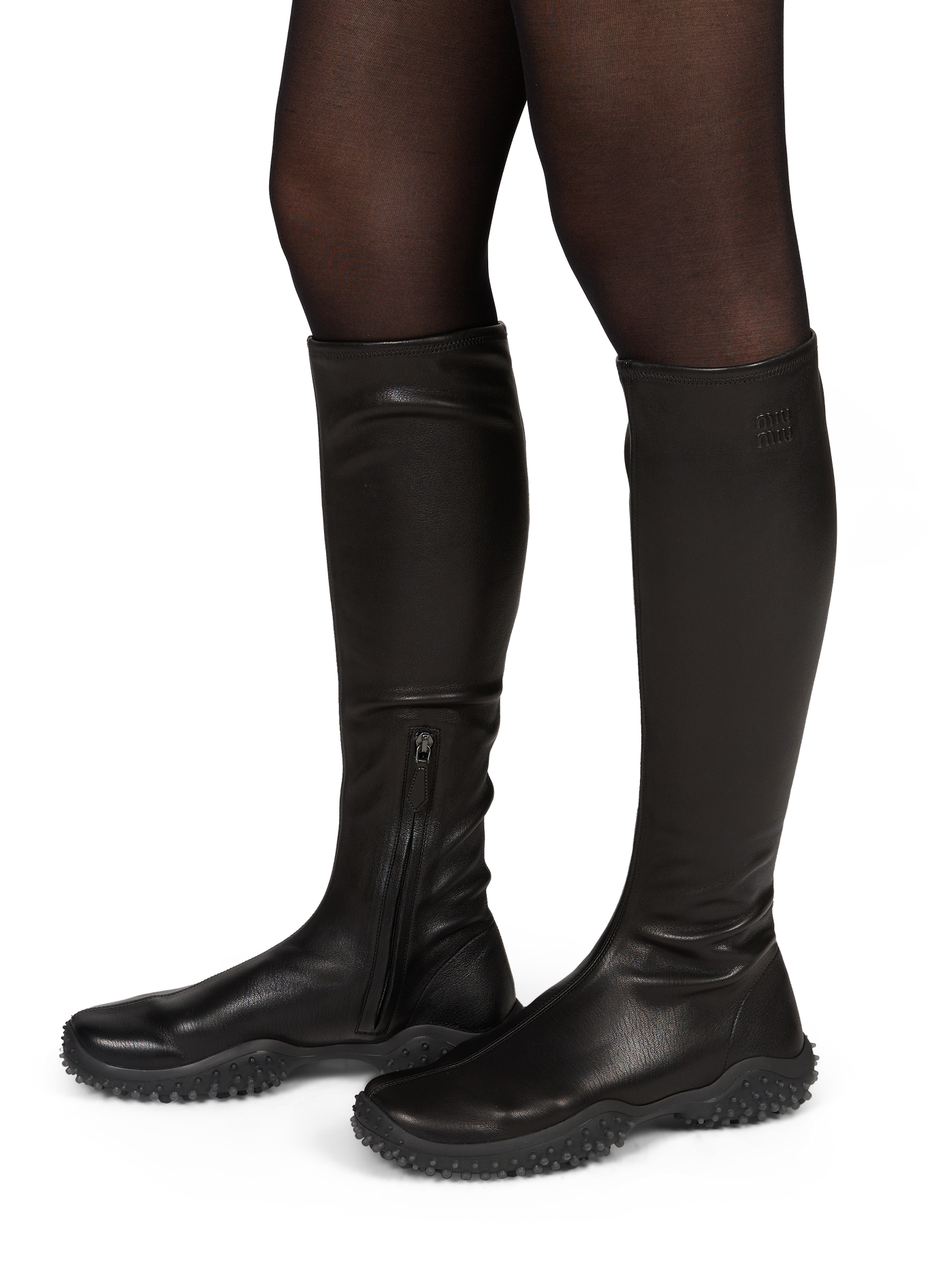 Stretch nappa leather boots MIU MIU Black